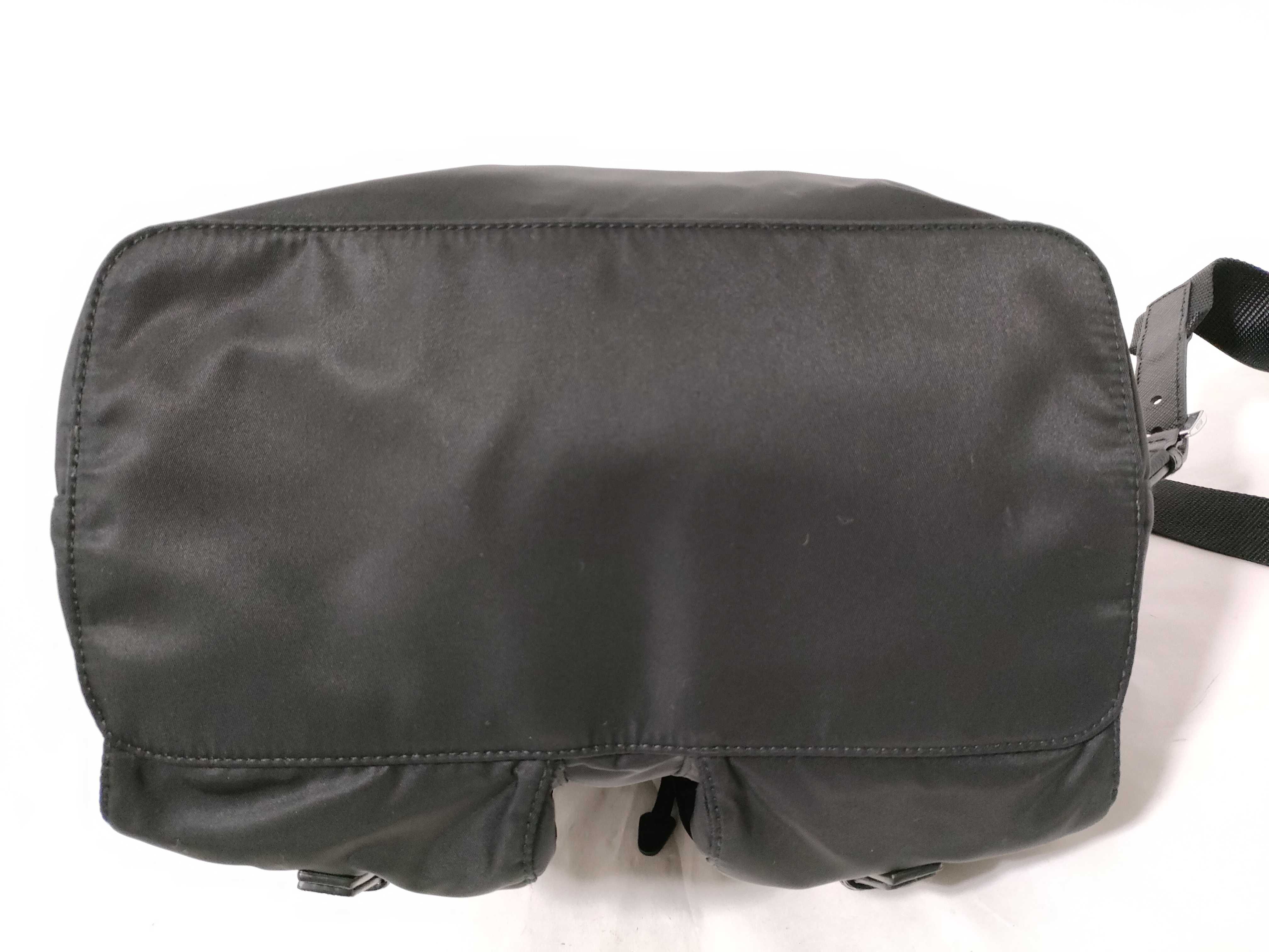 Nylon Medium Backpack, Black Re Nyron, with Pouch, Size 30. — view 7