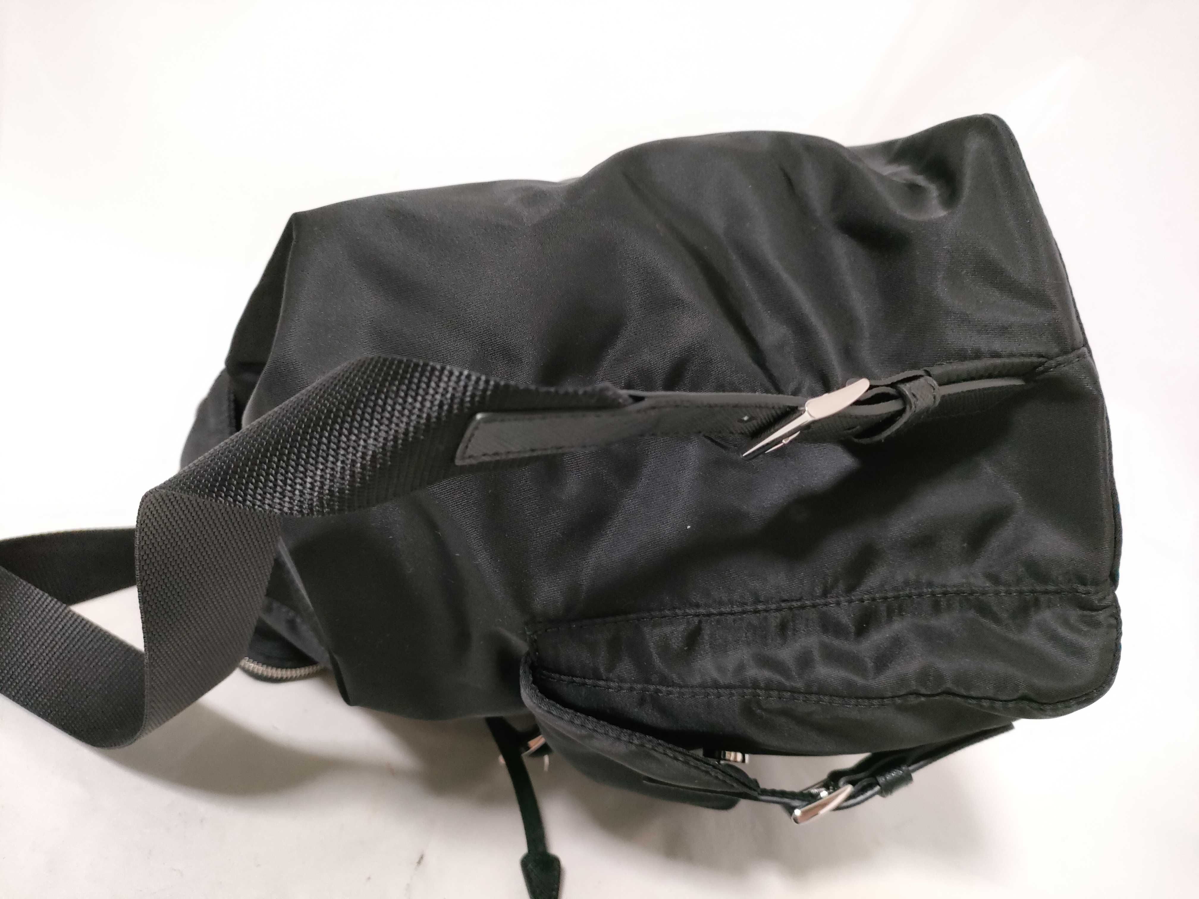 Nylon Medium Backpack, Black Re Nyron, with Pouch, Size 30. — view 8