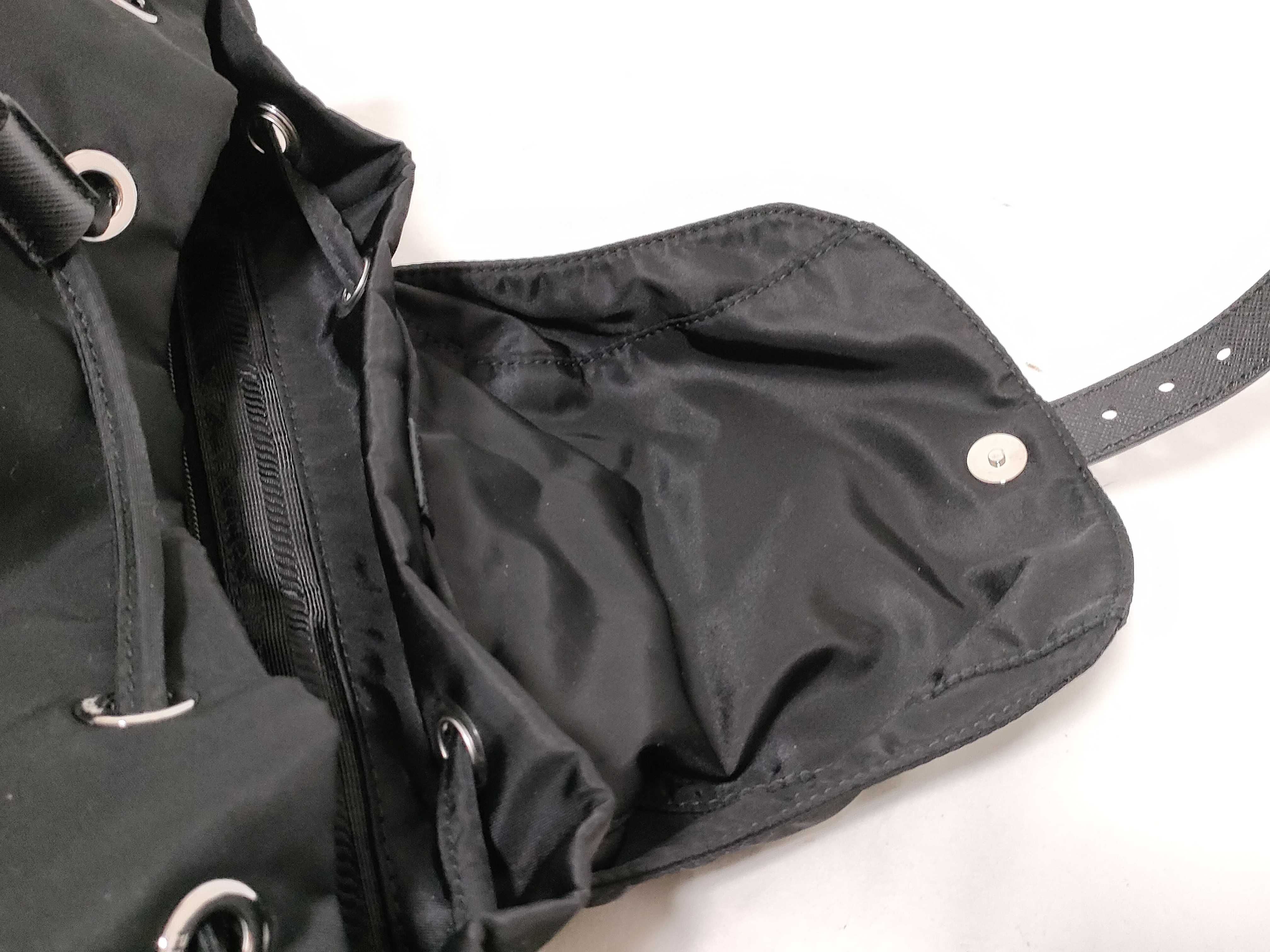 Nylon Medium Backpack, Black Re Nyron, with Pouch, Size 30. — view 10