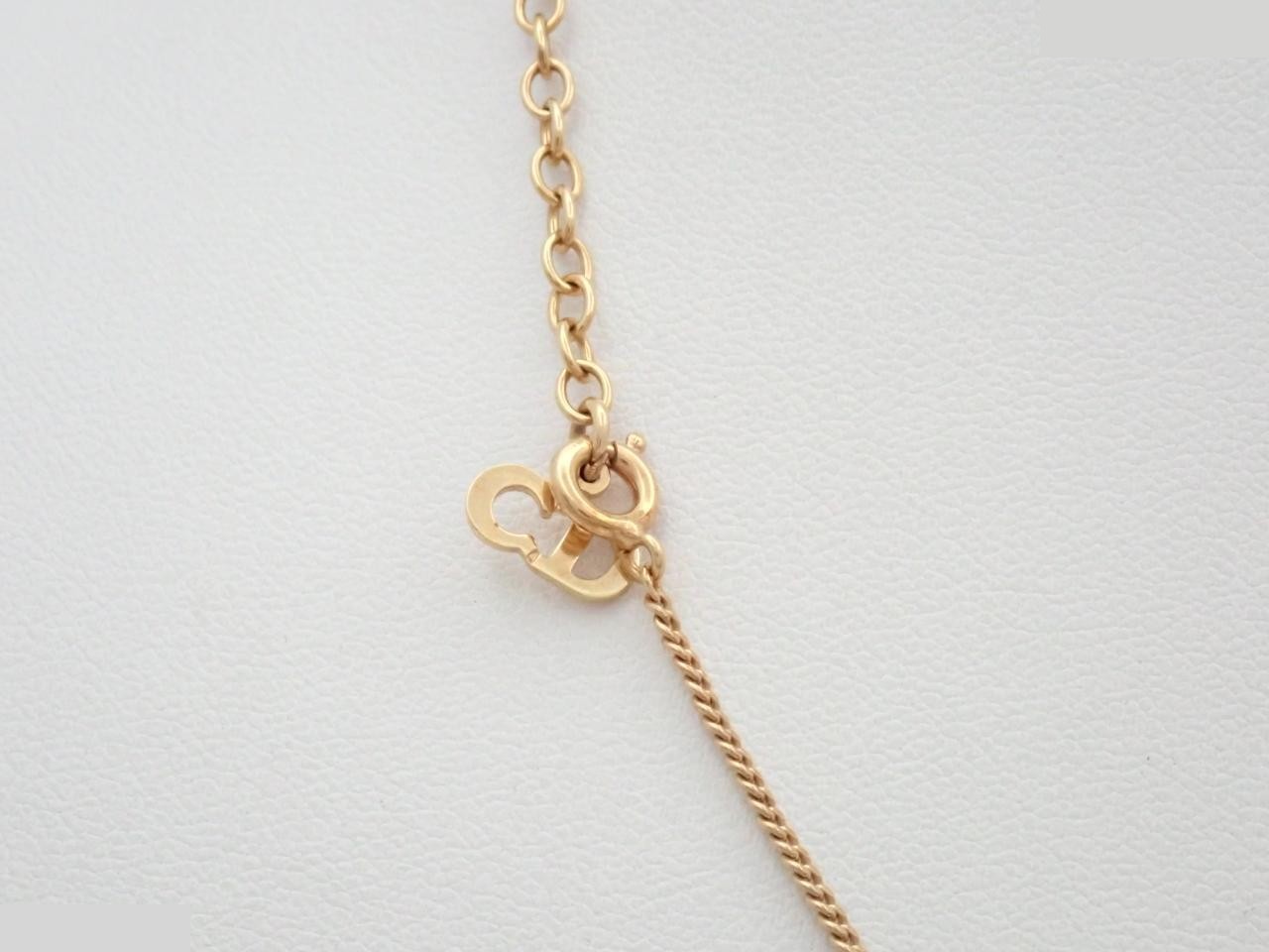 CD logo rhinestone gold-plated necklace, chain approximately 40cm — view 2