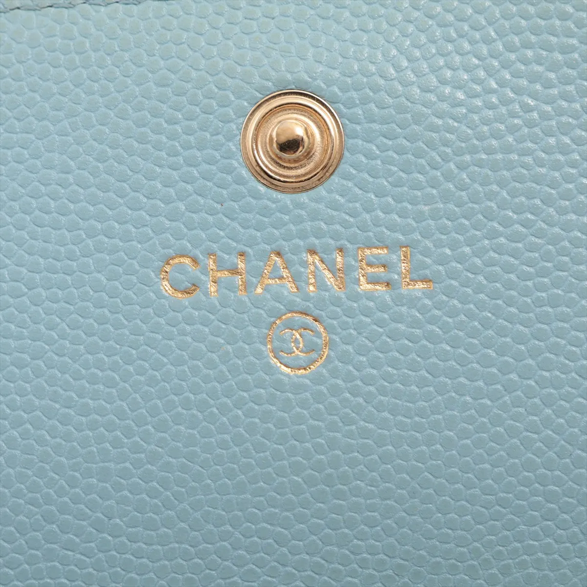 Matelassé Caviar Leather Long Wallet, Light Blue, Gold Hardware, 32033698 — view 10