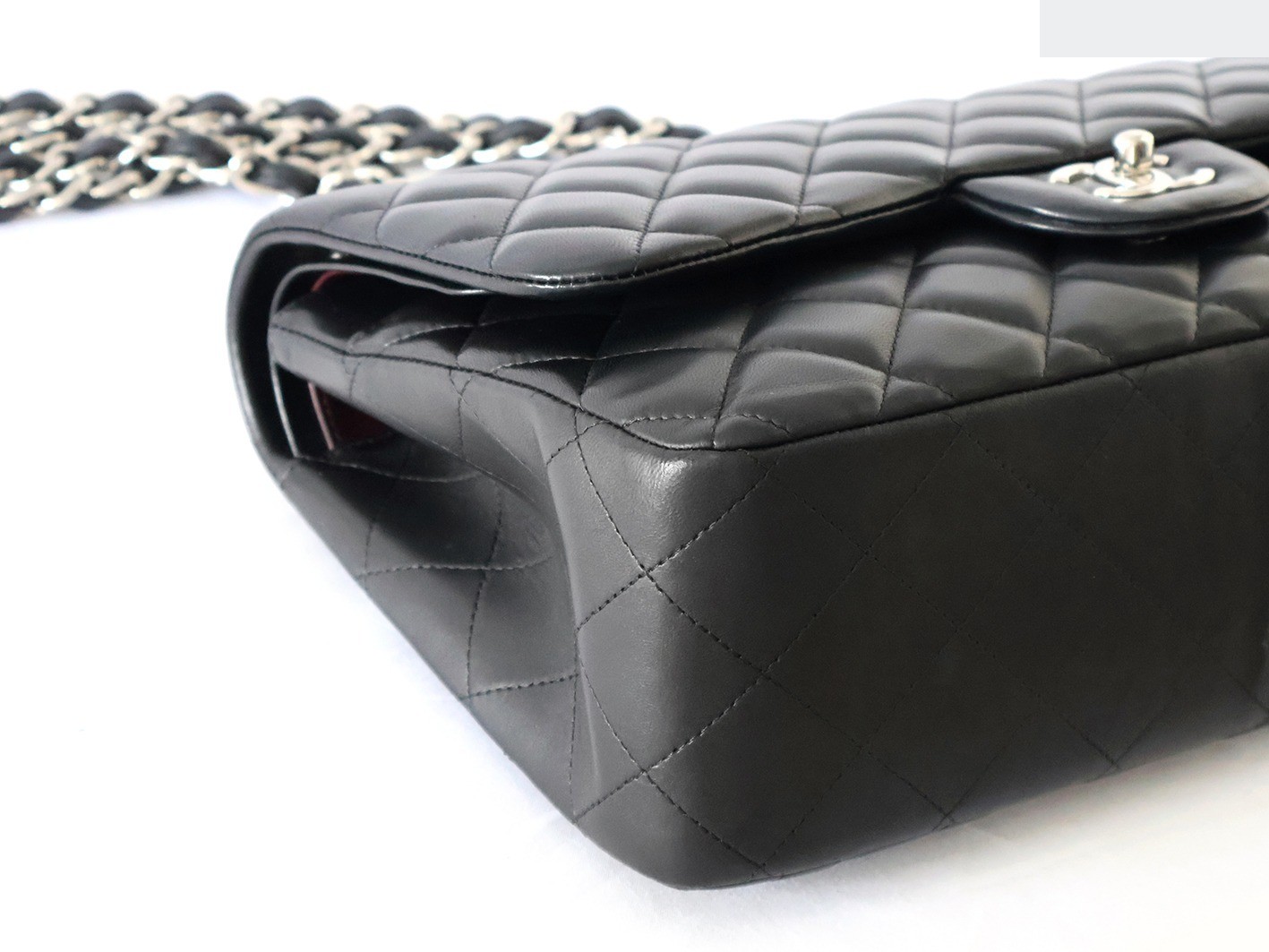 Large Matelassé 30 Lambskin Double Flap Double Chain Shoulder Bag, Black — view 3