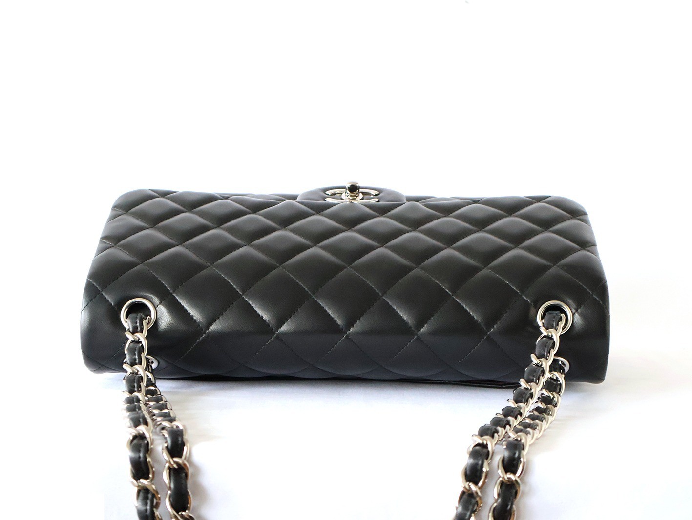 Large Matelassé 30 Lambskin Double Flap Double Chain Shoulder Bag, Black — view 5