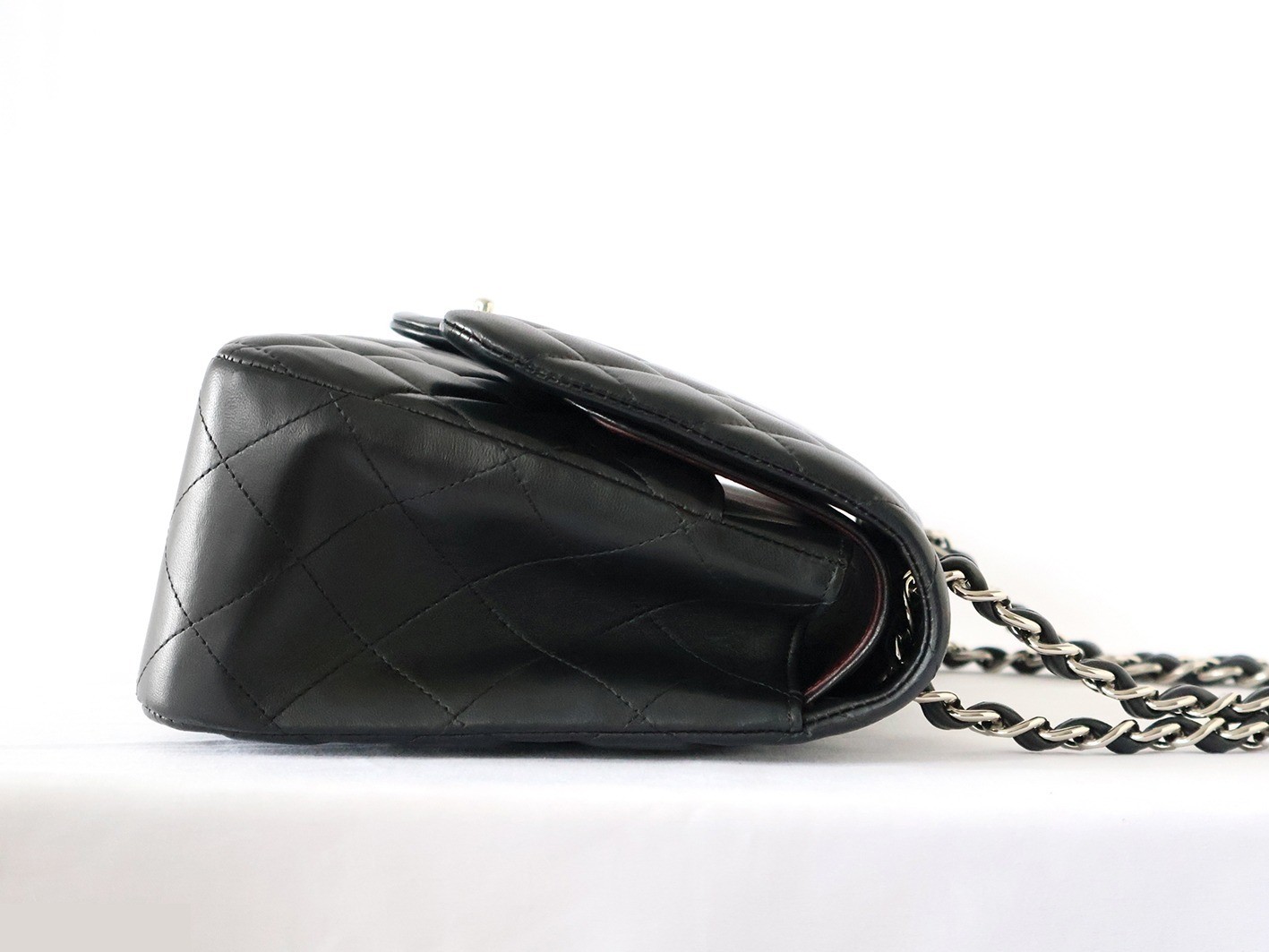 Large Matelassé 30 Lambskin Double Flap Double Chain Shoulder Bag, Black — view 7