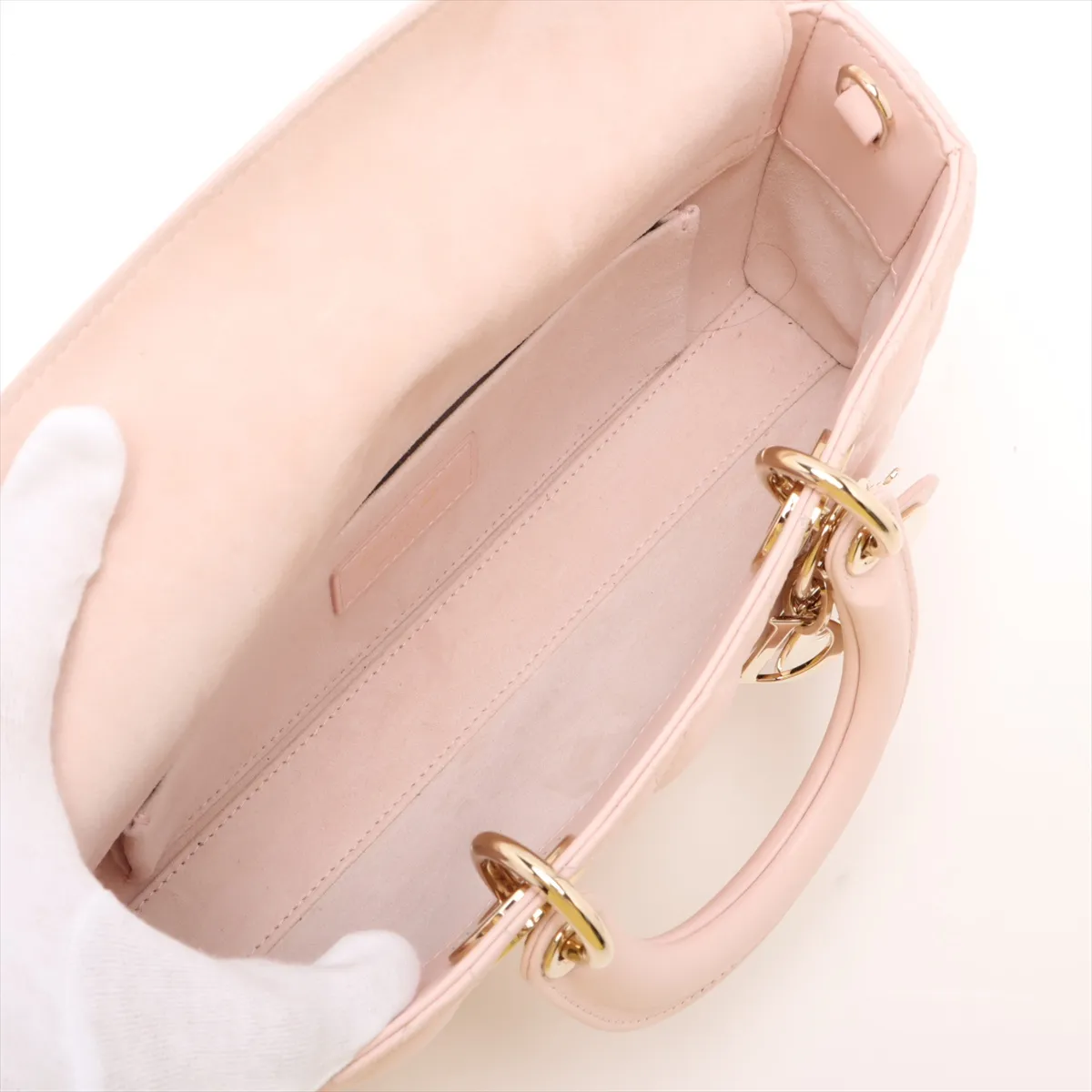 Cannage Lady D-Joy Leather 2-Way Handbag Pink Lucky Star — view 8