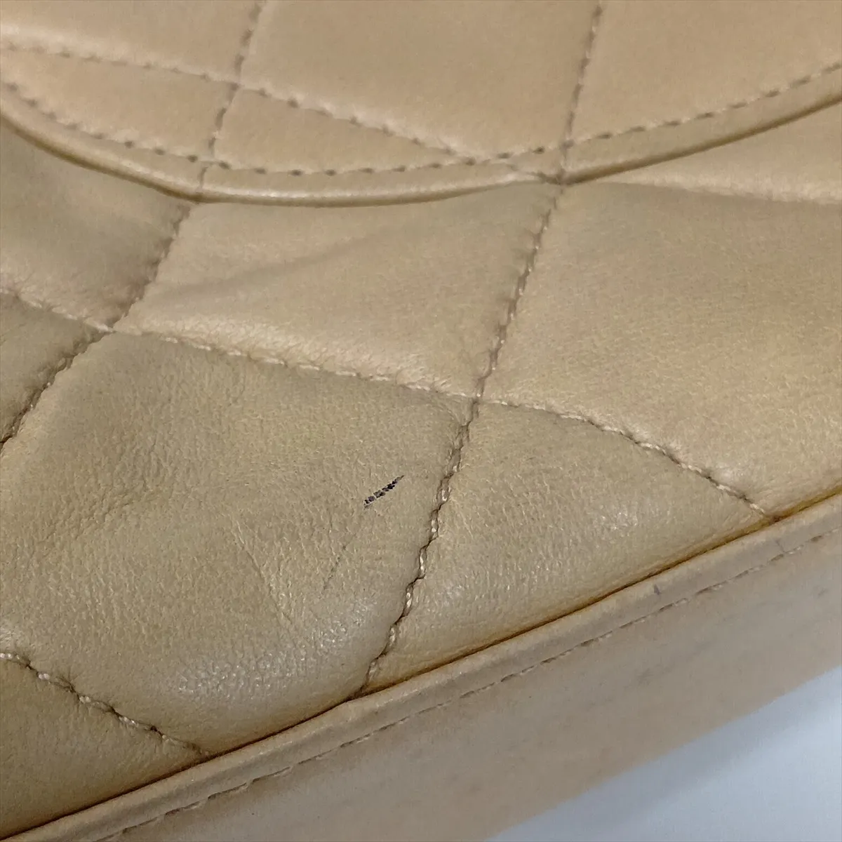 Matelassé Lambskin Clutch Bag, Beige, Silver Hardware, Item No. 3986225 (Serial Number 3) — view 14