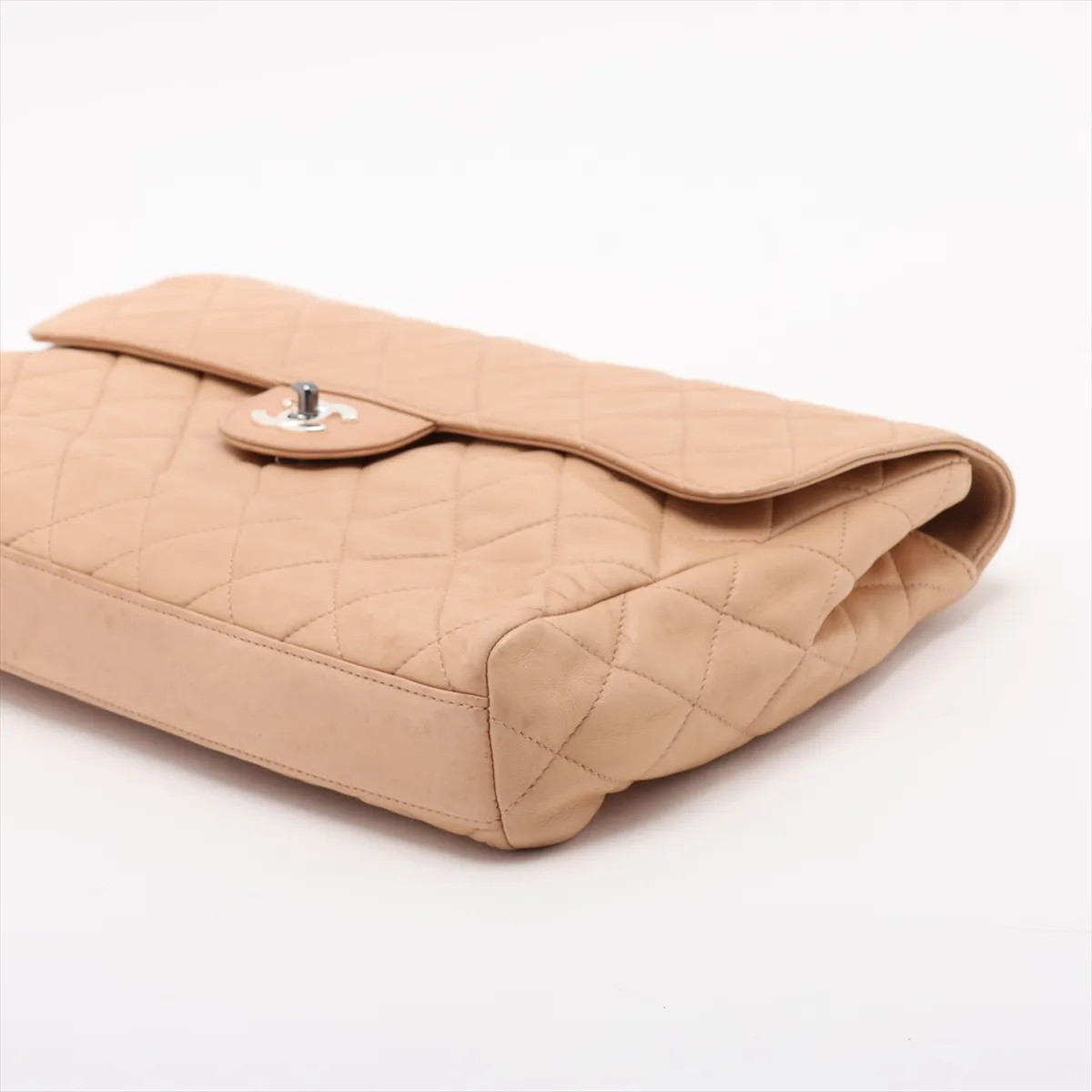 Matelassé Lambskin Clutch Bag, Beige, Silver Hardware, Item No. 3986225 (Serial Number 3) — view 3
