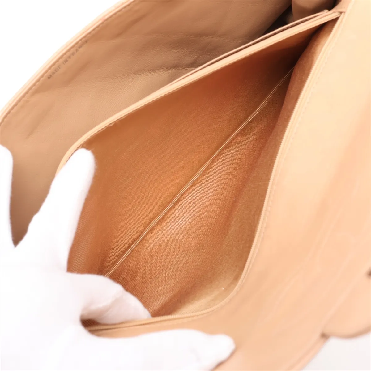 Matelassé Lambskin Clutch Bag, Beige, Silver Hardware, Item No. 3986225 (Serial Number 3) — view 7