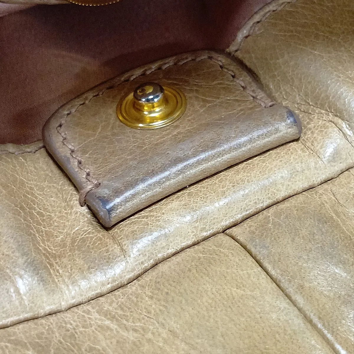 Leather 2-Way Handbag, Beige — view 11