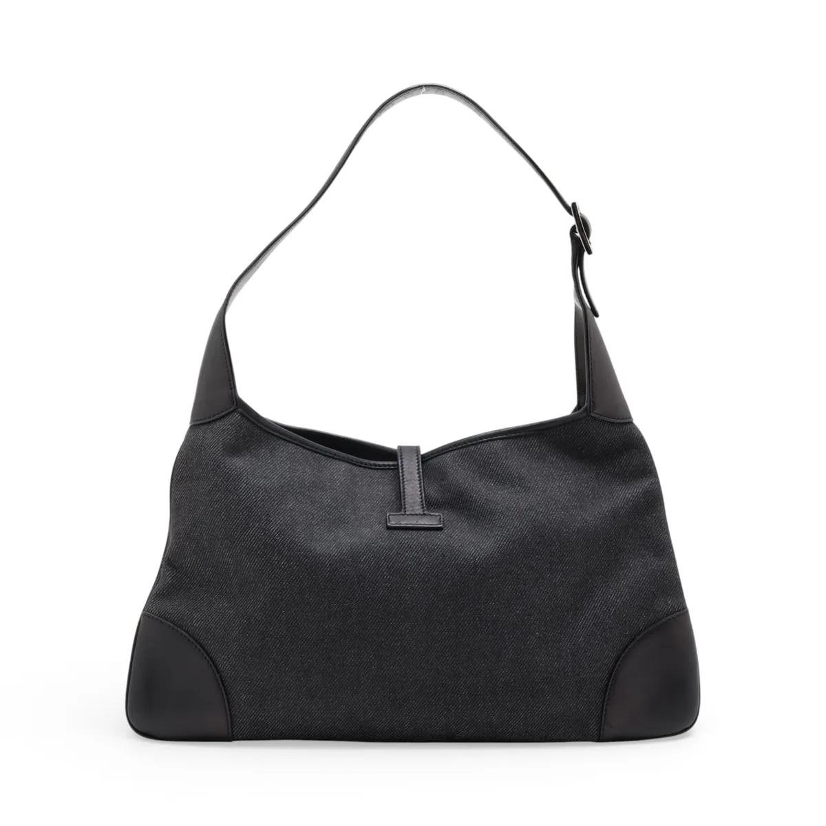 Jackie 28628 Denim x Leather Shoulder Bag, Gray x Black — view 2