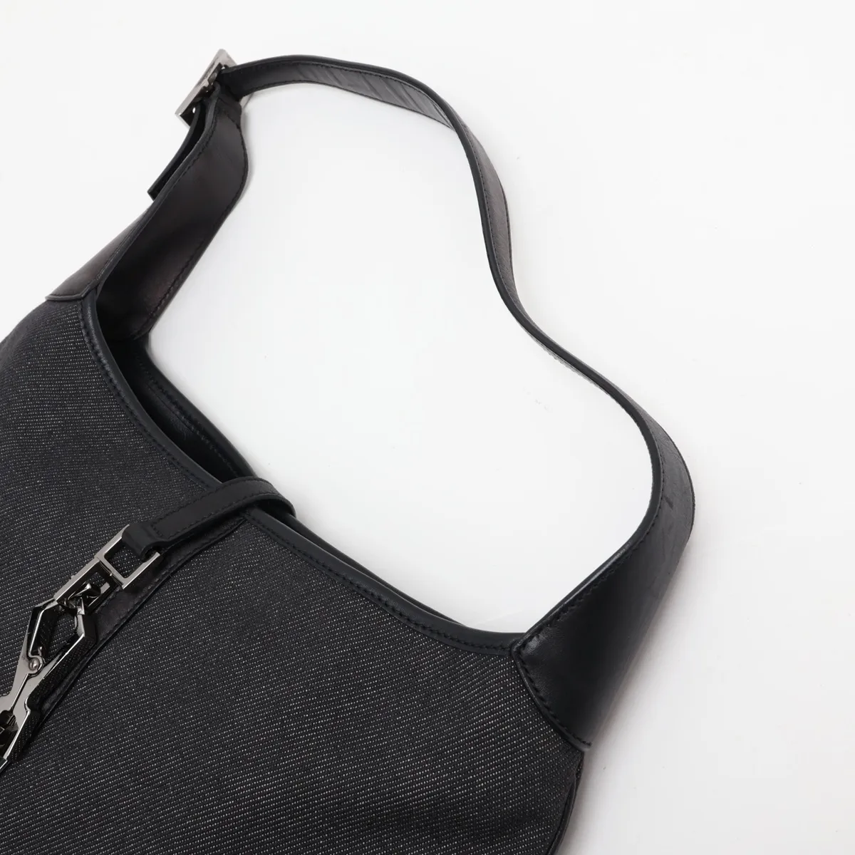 Jackie 28628 Denim x Leather Shoulder Bag, Gray x Black — view 5