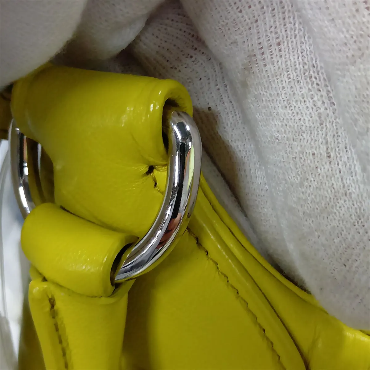 Nappa Soft Moon Leather 2-Way Handbag, Yellow, 1BA381 — view 13