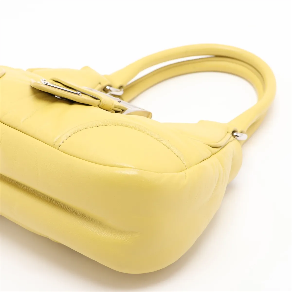 Nappa Soft Moon Leather 2-Way Handbag, Yellow, 1BA381 — view 3