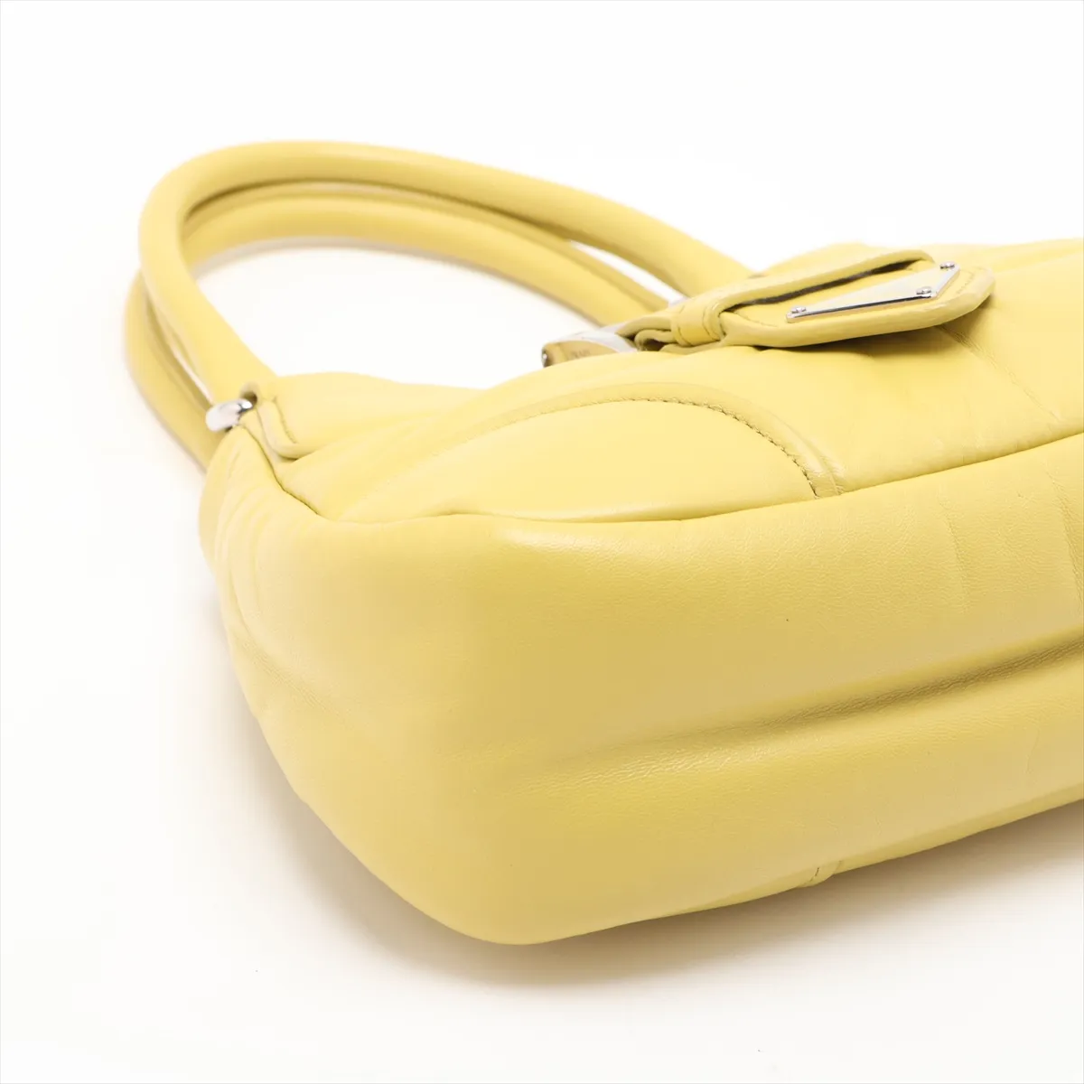 Nappa Soft Moon Leather 2-Way Handbag, Yellow, 1BA381 — view 4