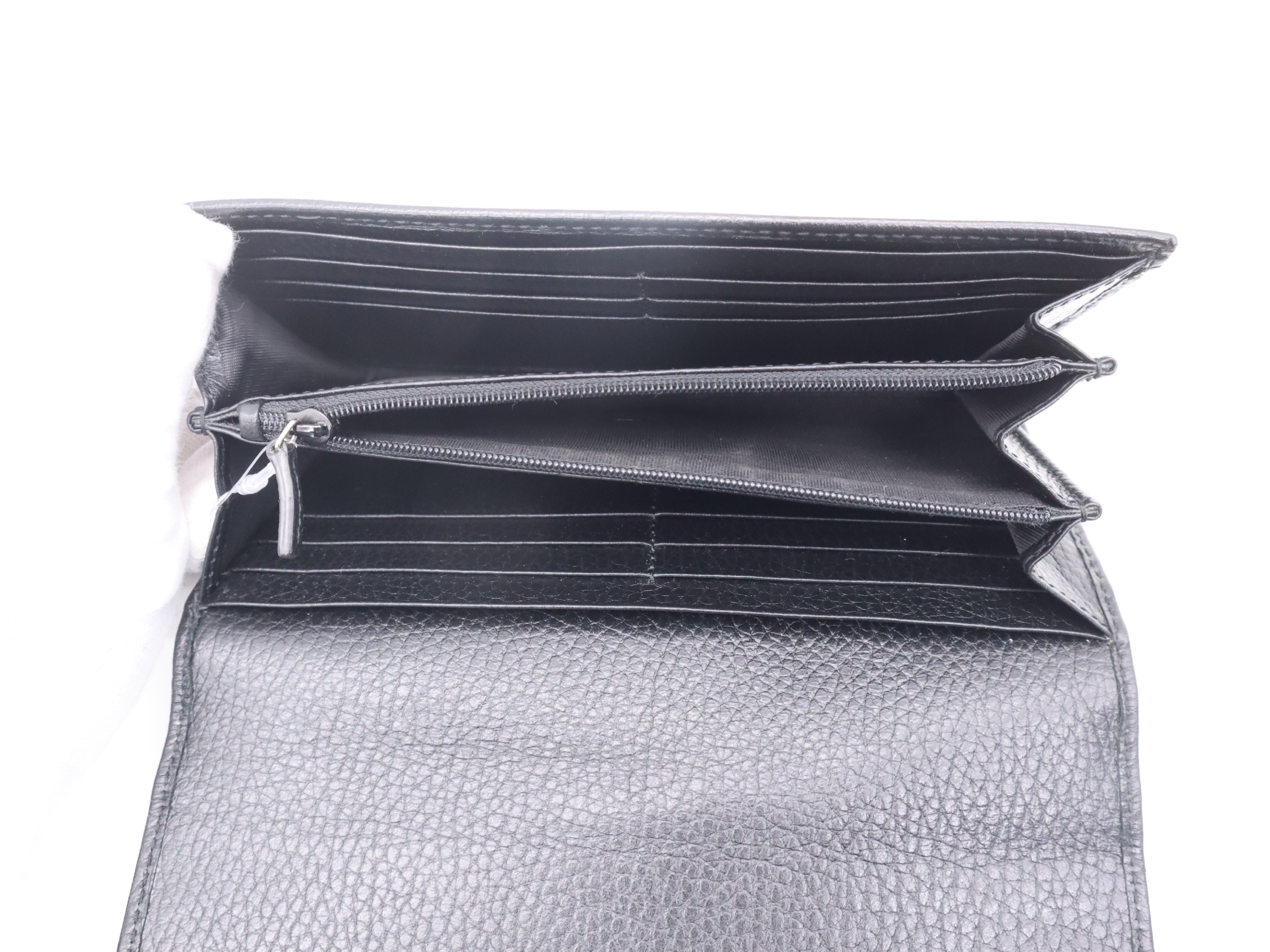 615524 Leather Interlocking G Continental Wallet, Black with Gold Hardware, Box Included. — view 9