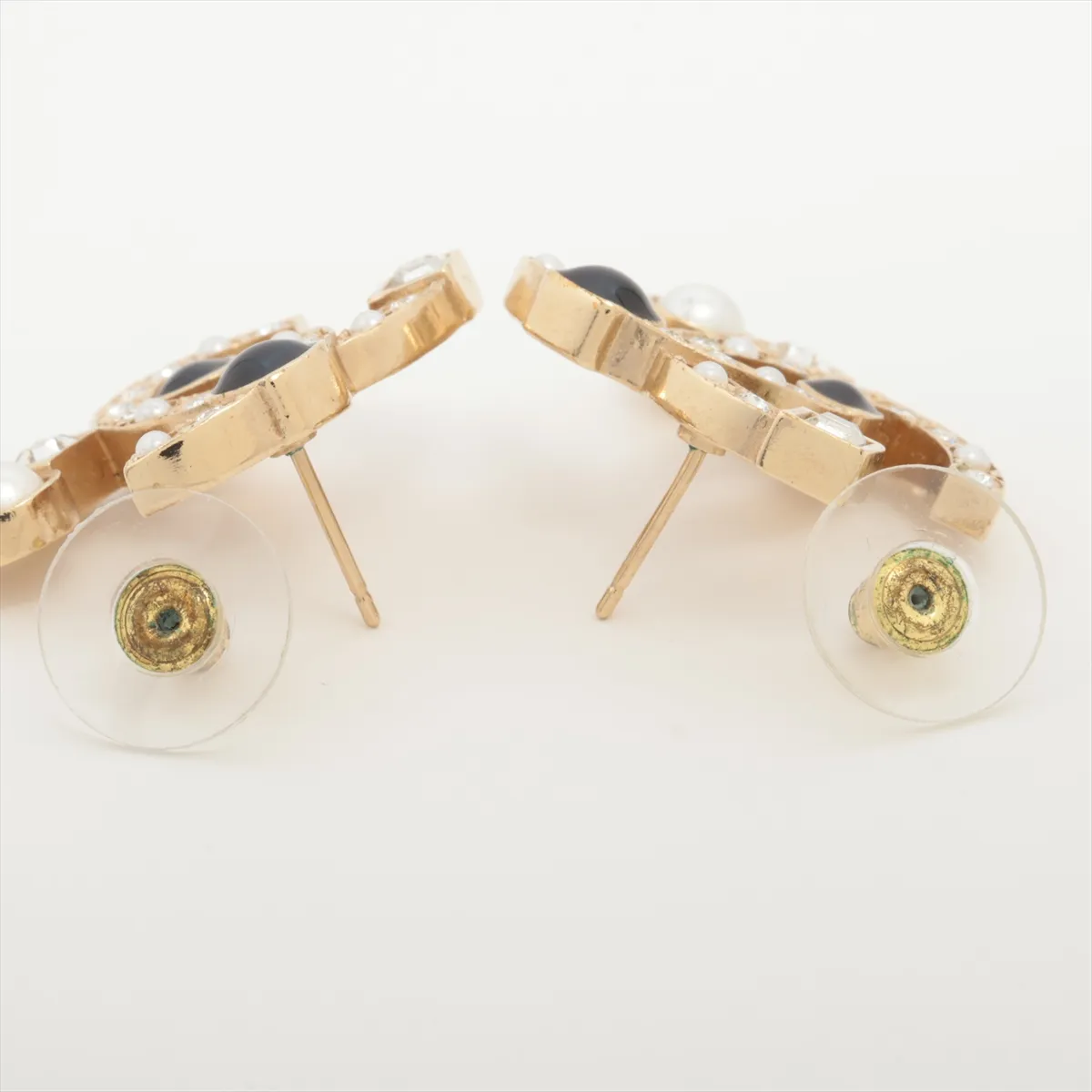 Coco Mark L22B Earrings (Pair) GP x Rhinestone x Faux Pearl Champagne Gold — view 4