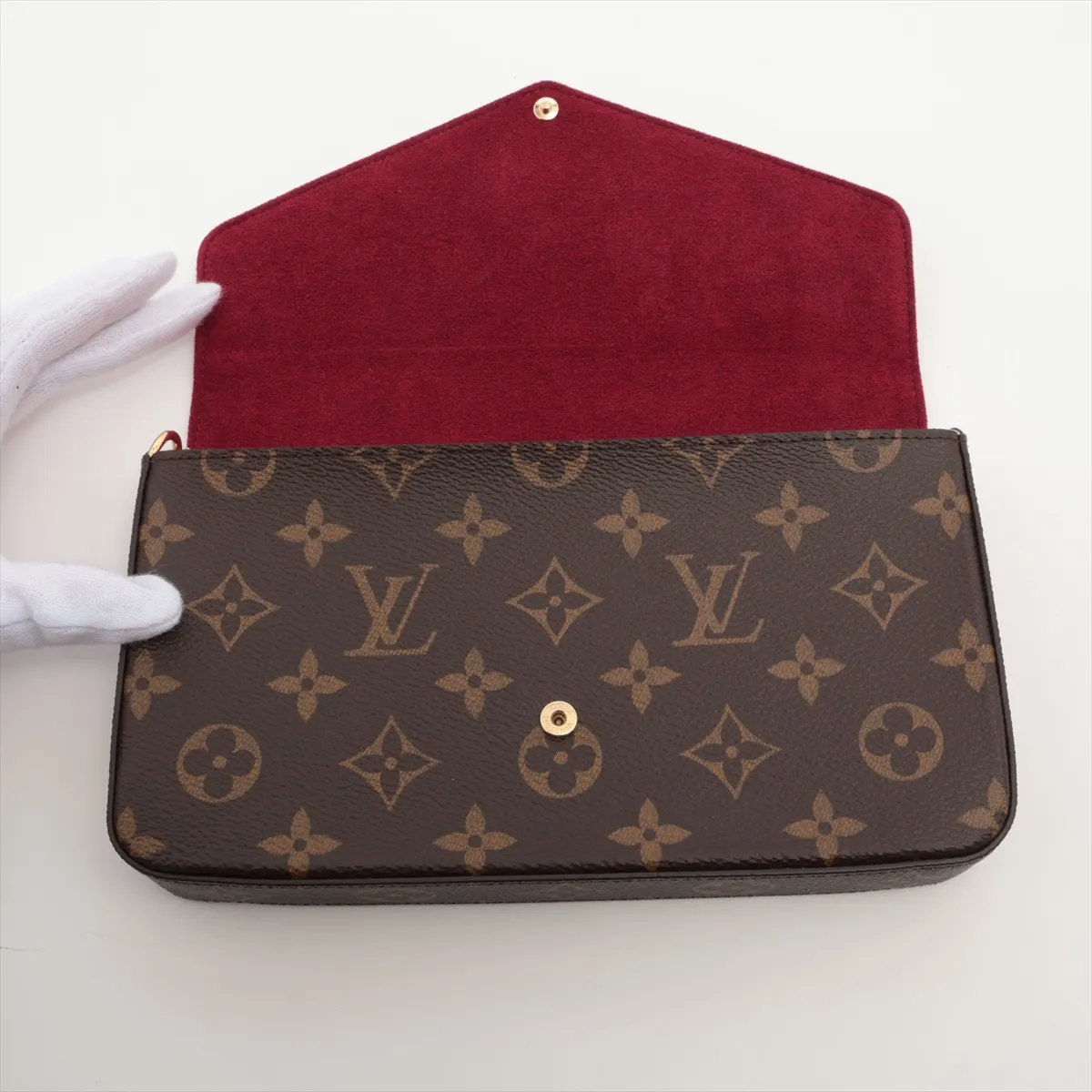 Monogram Pochette Felicie M61276 Fuchsia Pouch (RFID detected) — view 3