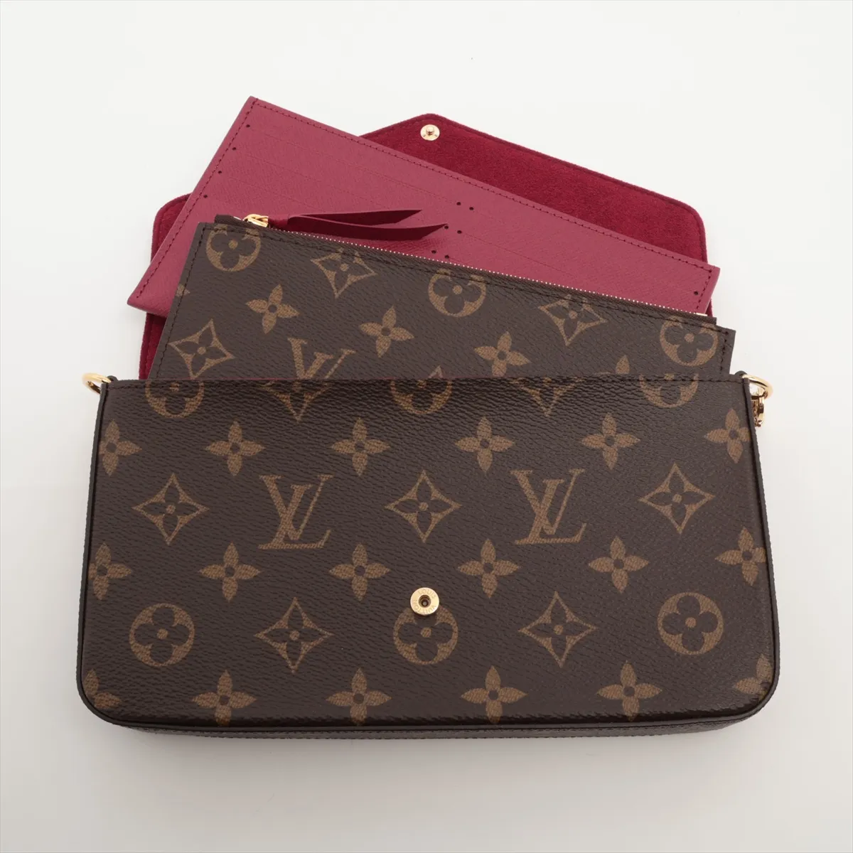 Monogram Pochette Felicie M61276 Fuchsia Pouch (RFID detected) — view 4