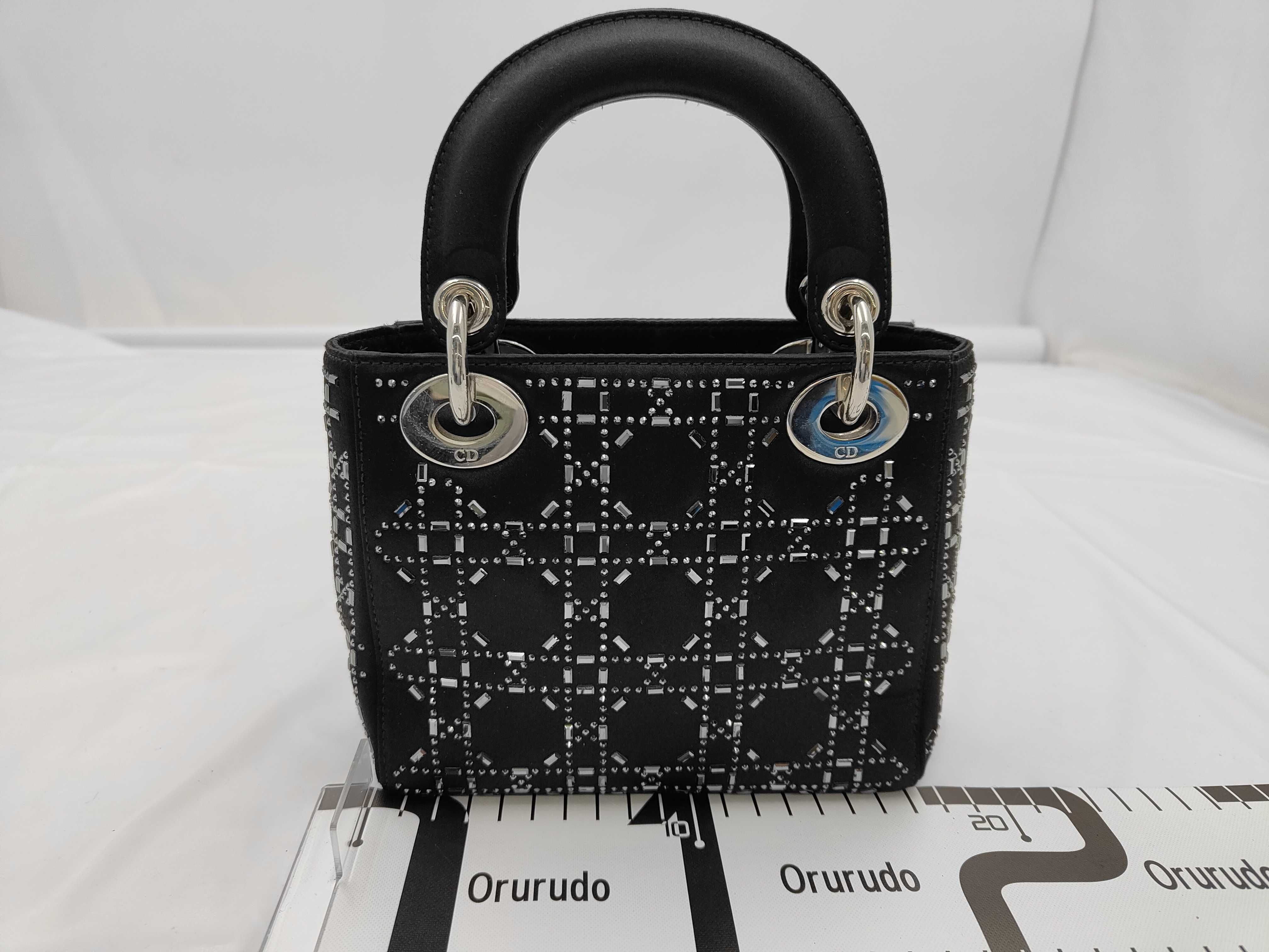 Lady Dior Satin Black & Silver Handbag — view 2