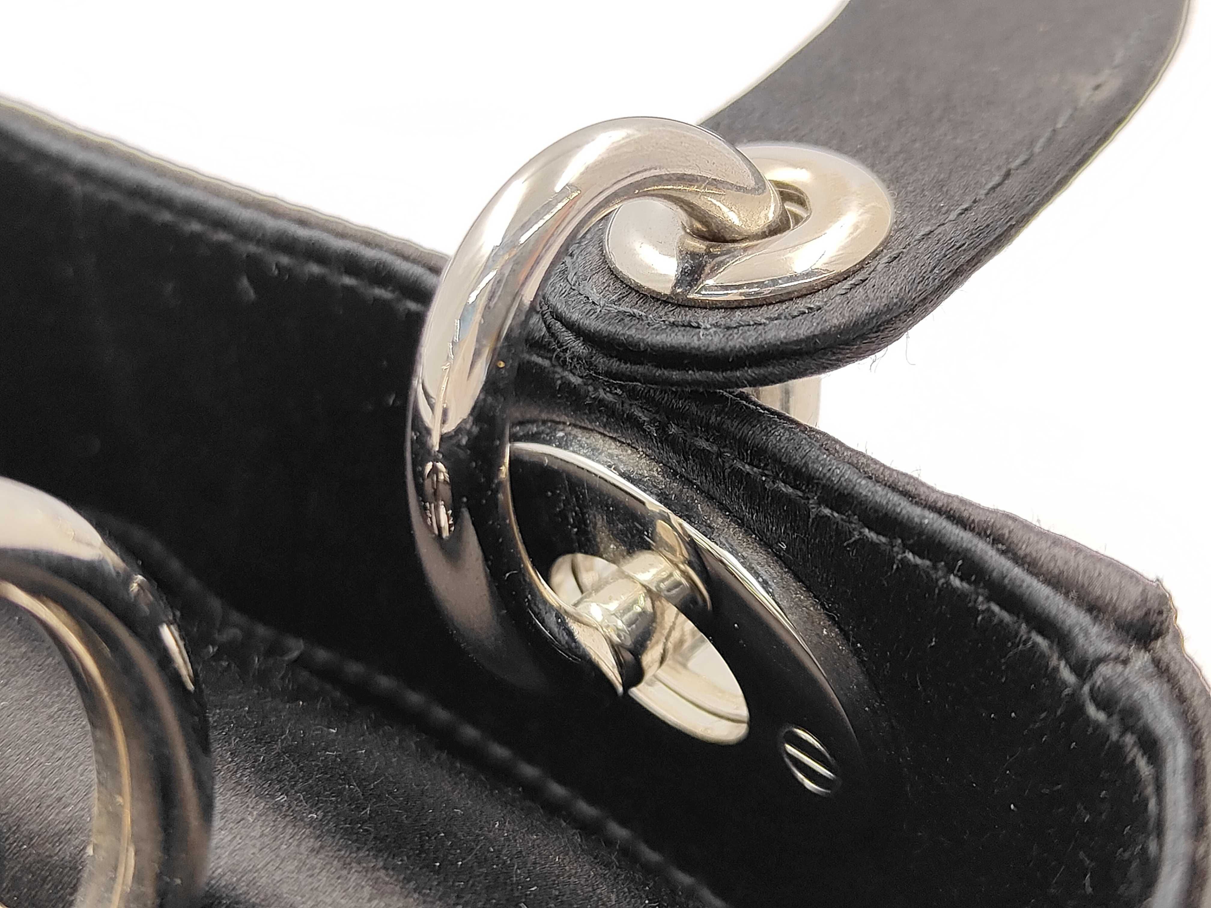 Lady Dior Satin Black & Silver Handbag — view 5