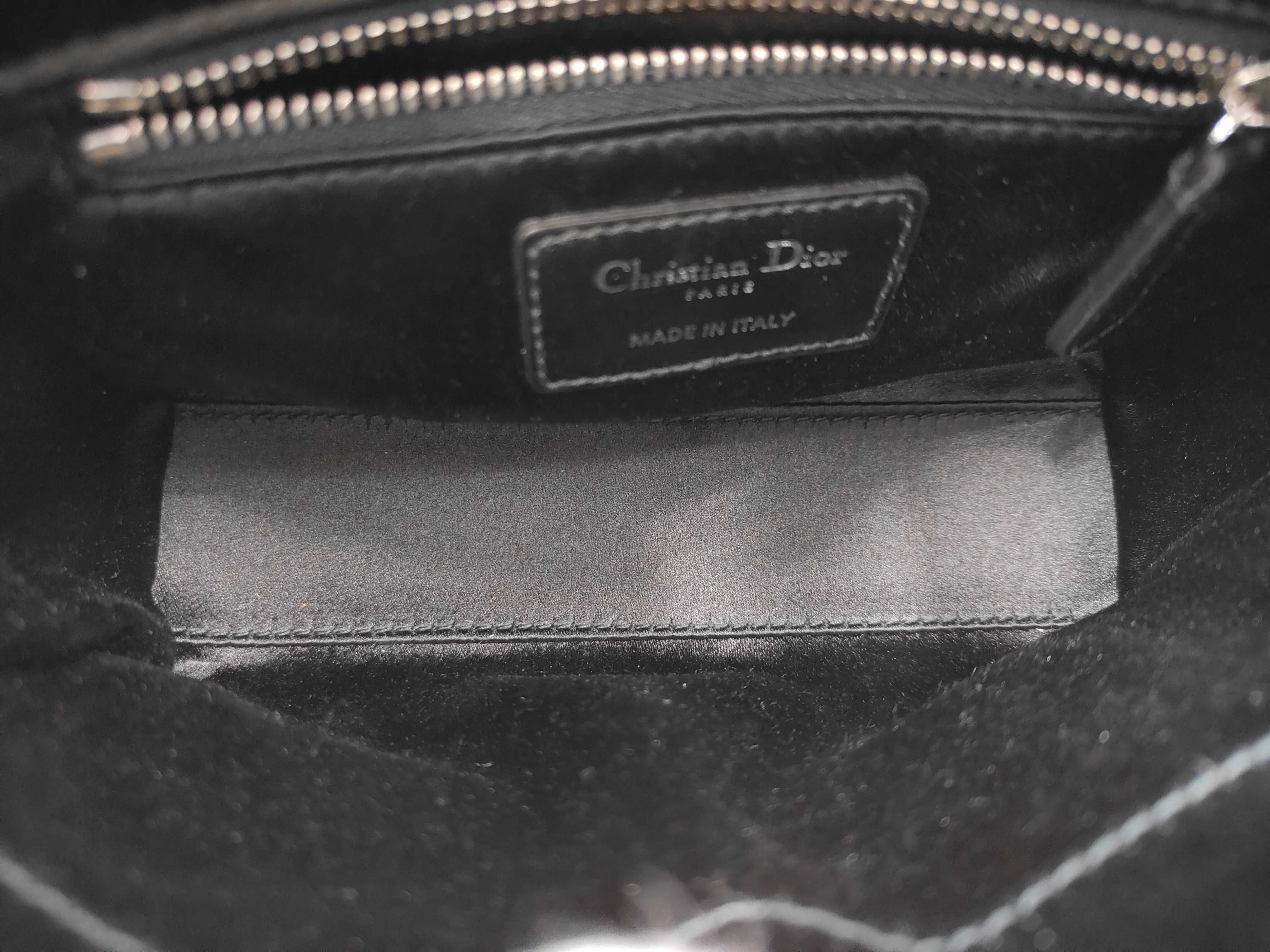 Lady Dior Satin Black & Silver Handbag — view 10