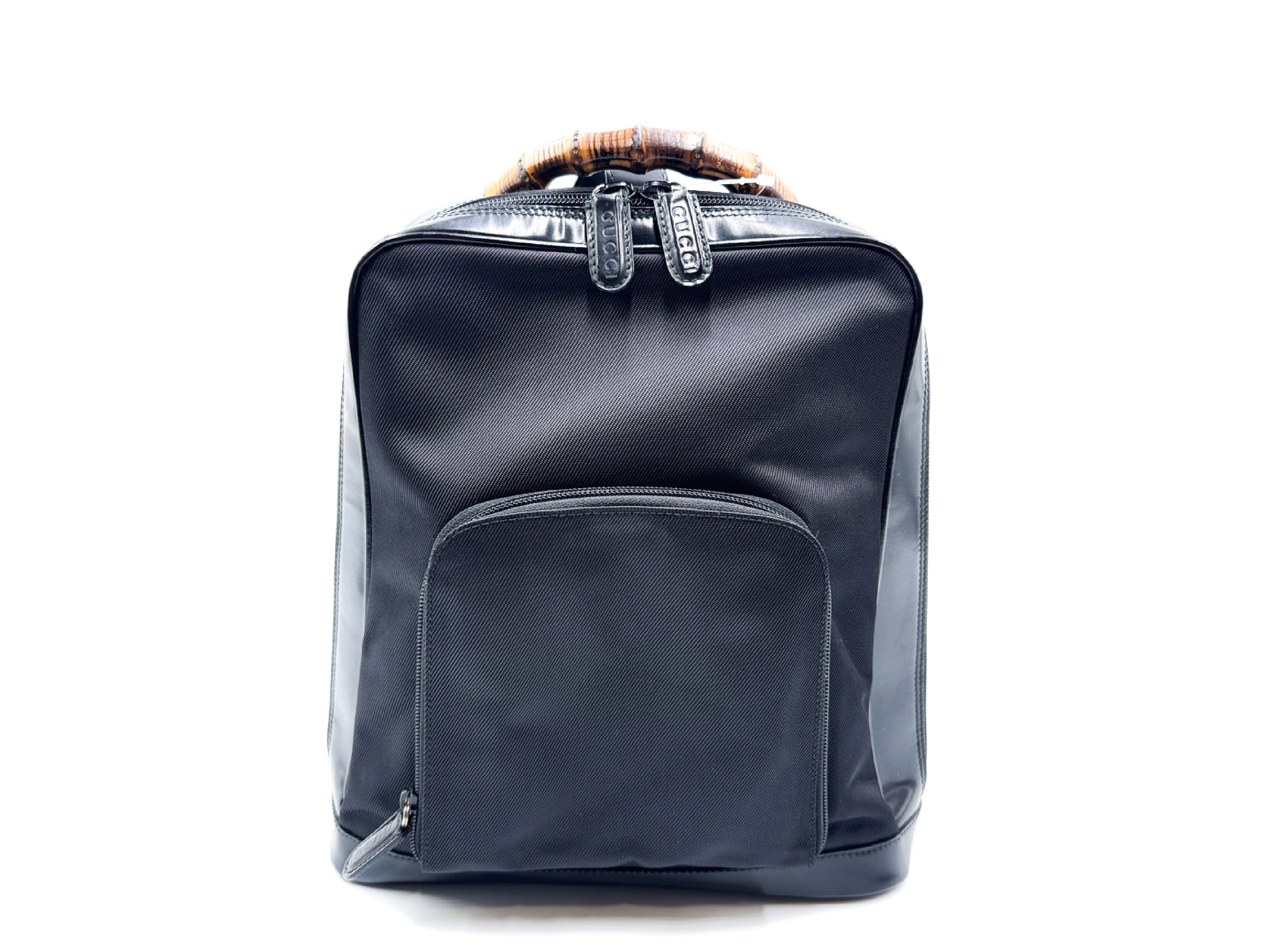 Bamboo Leather Silver Hardware Black One-Shoulder Bag 003.2058