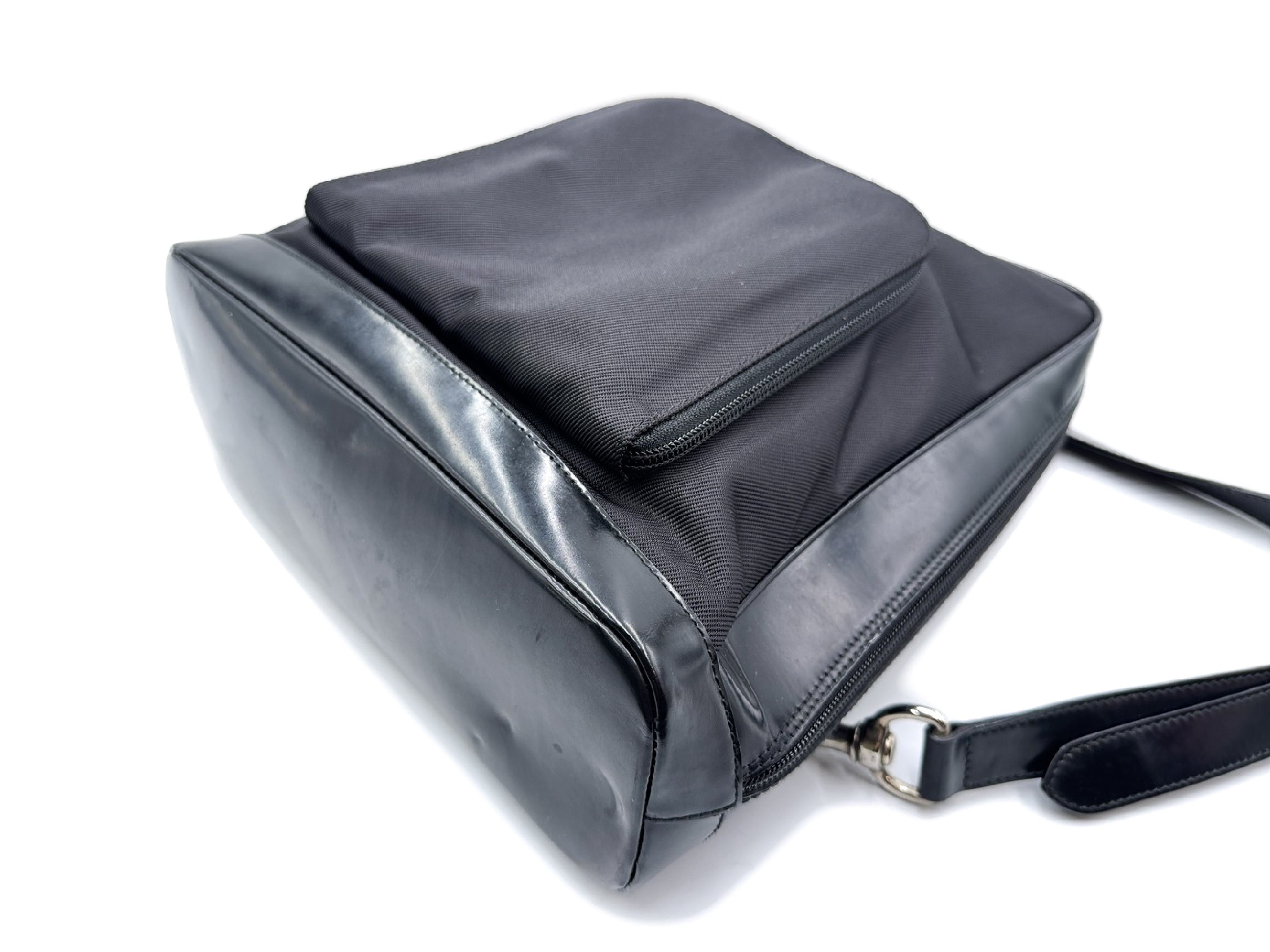 Bamboo Leather Silver Hardware Black One-Shoulder Bag 003.2058 — view 7