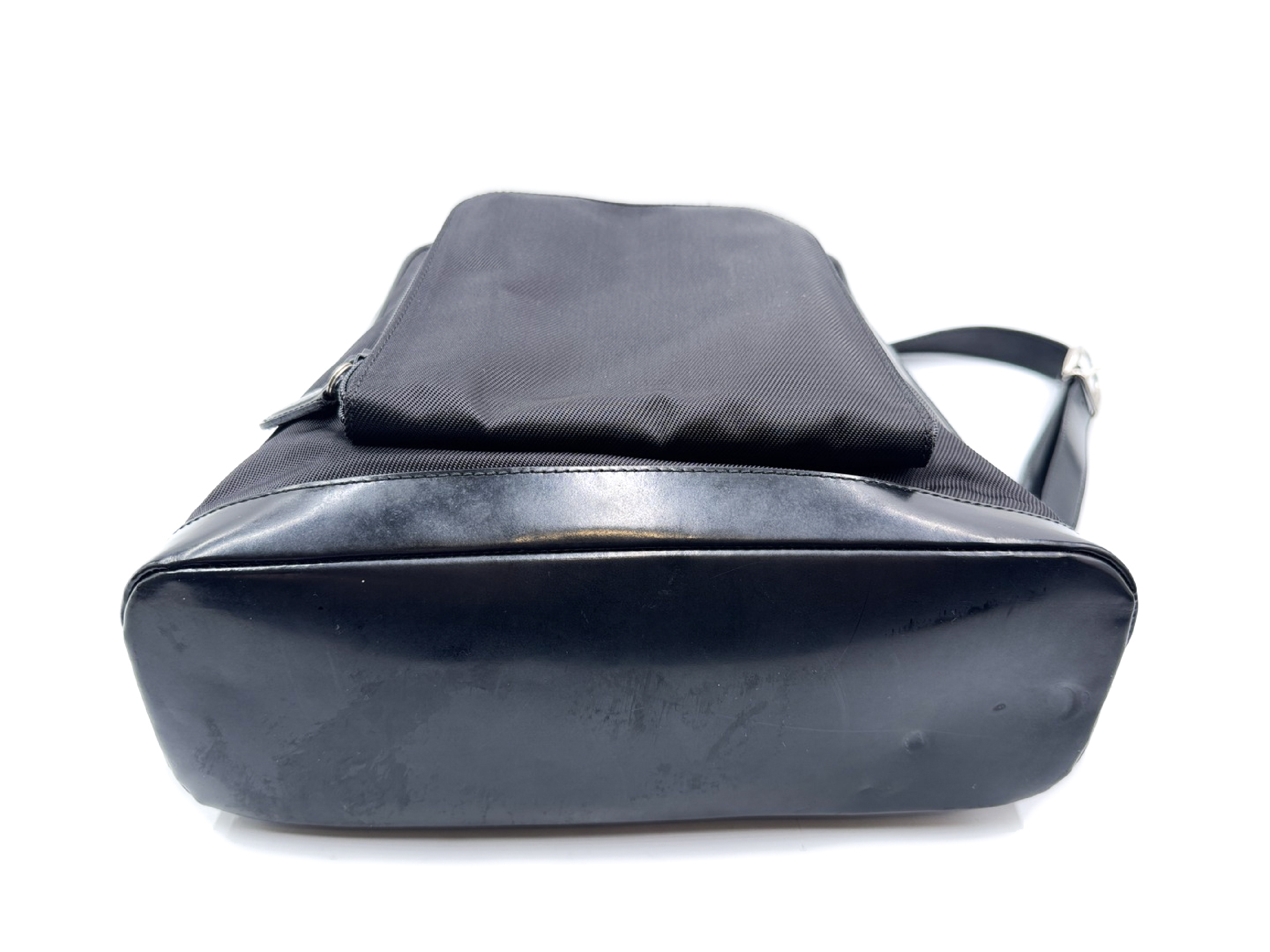 Bamboo Leather Silver Hardware Black One-Shoulder Bag 003.2058 — view 8