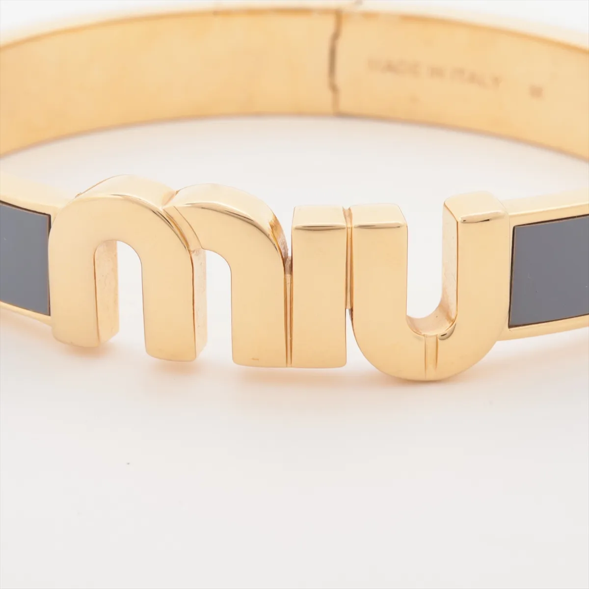 5JB413 Logo Bangle M GP Gold x Blue. Shows signs of wear, — view 3