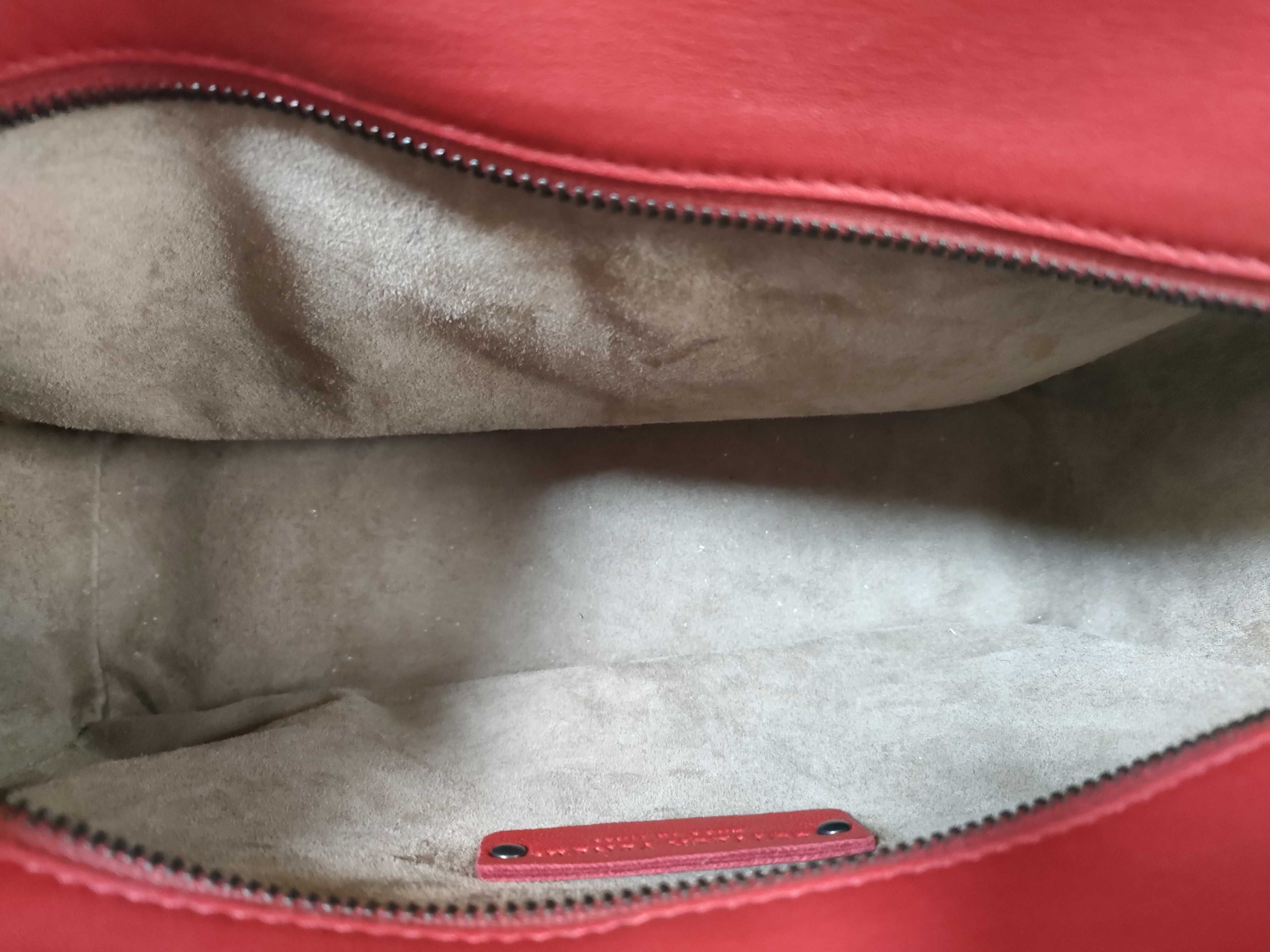 Intrecciato Leather Shoulder Bag, Red Handbag — view 10