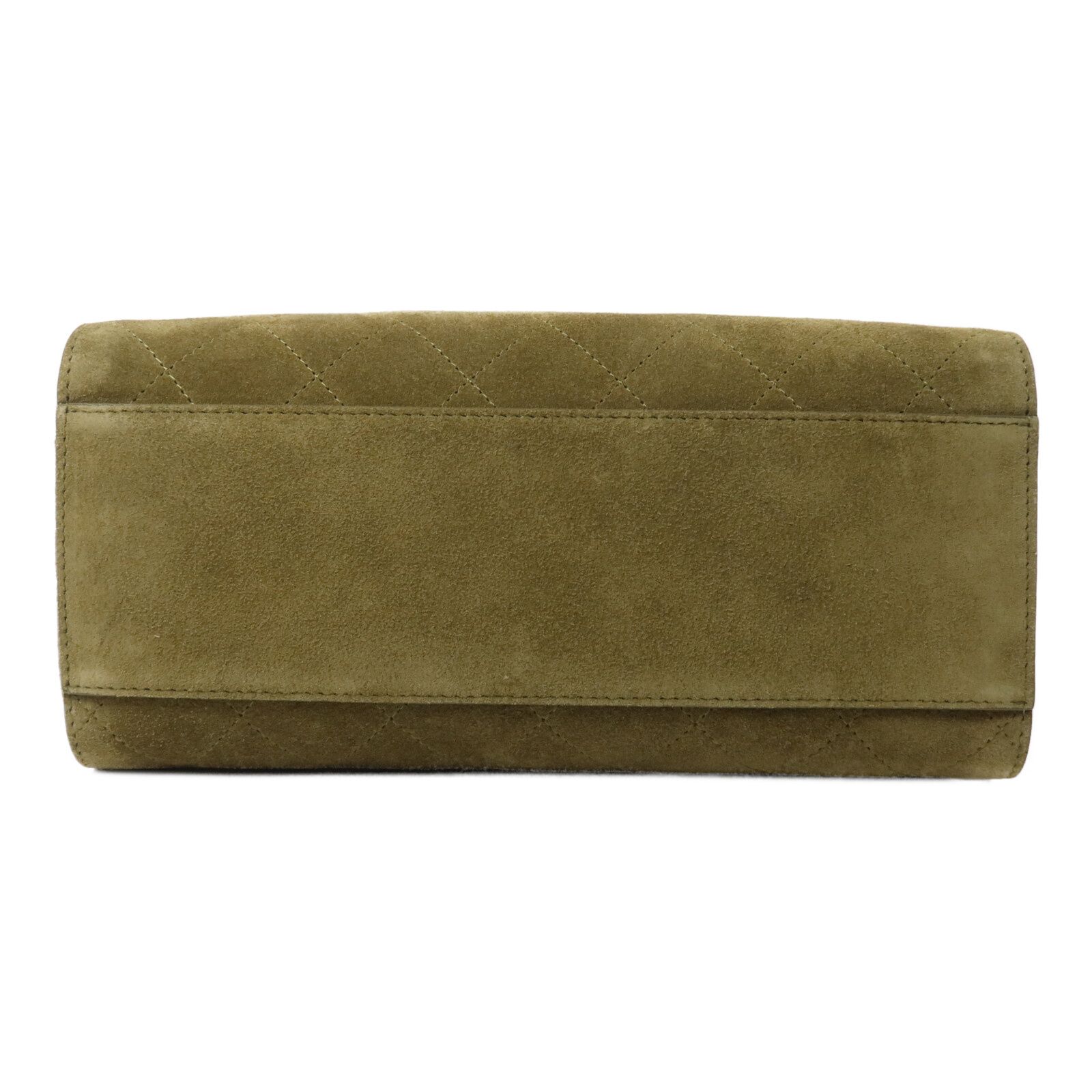 Barrel Clutch Bag with Chain Dark Khaki Suede and Calfskin w/GHW — view 4