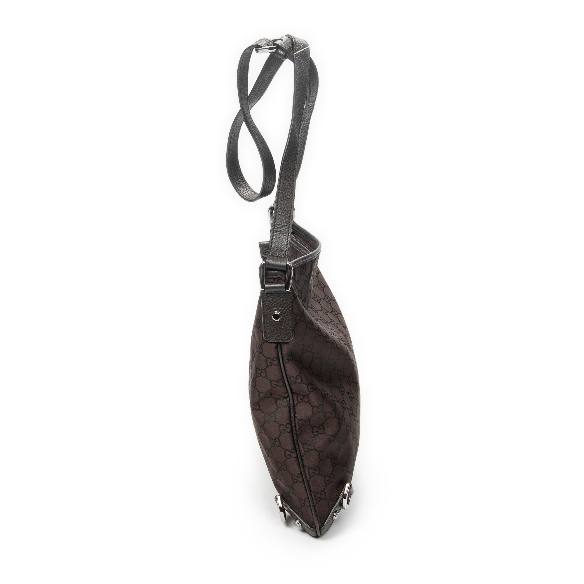 Abbey D-Ring Crossbody Dark Brown Monogrammed Nylon Canvas Silver — view 3