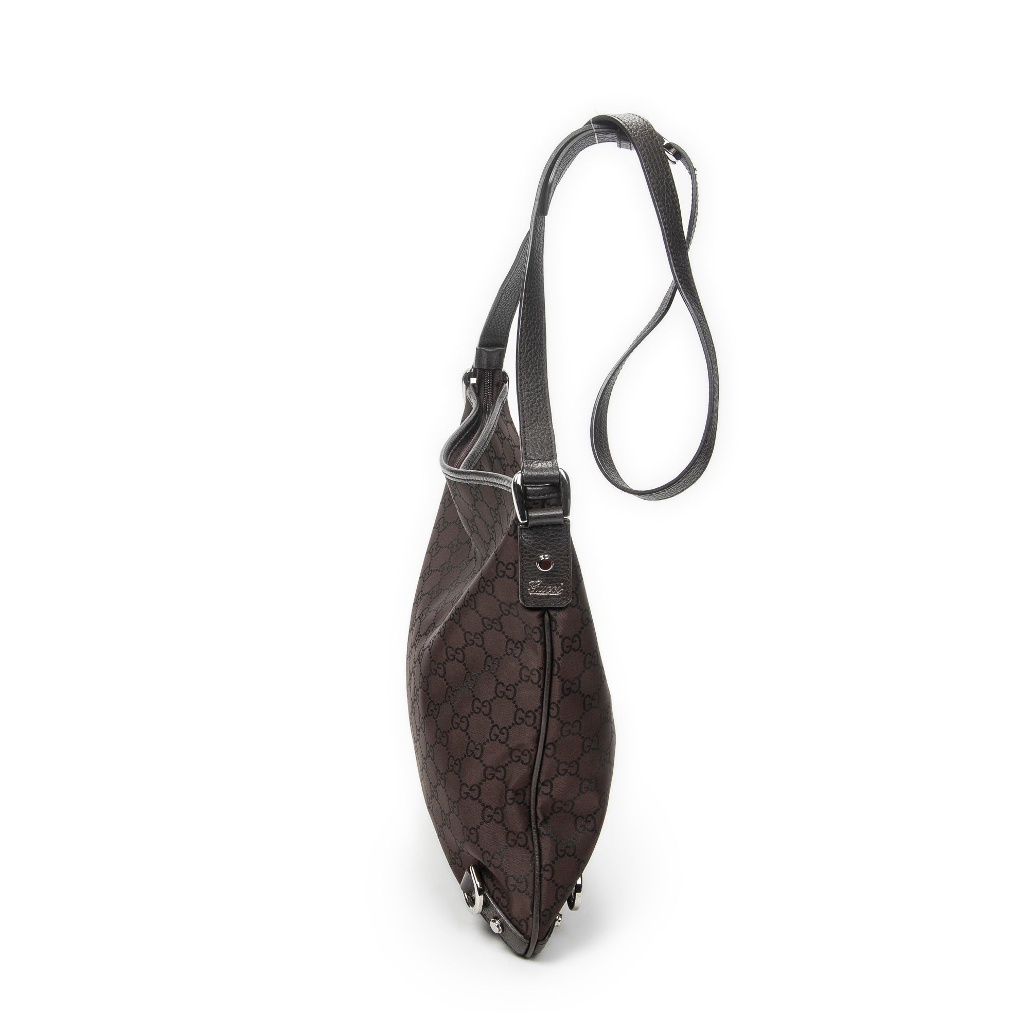 Abbey D-Ring Crossbody Dark Brown Monogrammed Nylon Canvas Silver — view 4
