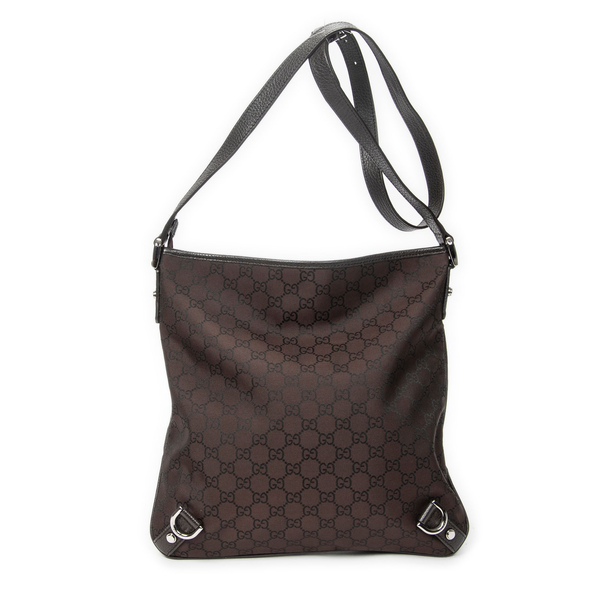 Abbey D-Ring Crossbody Dark Brown Monogrammed Nylon Canvas Silver — view 5