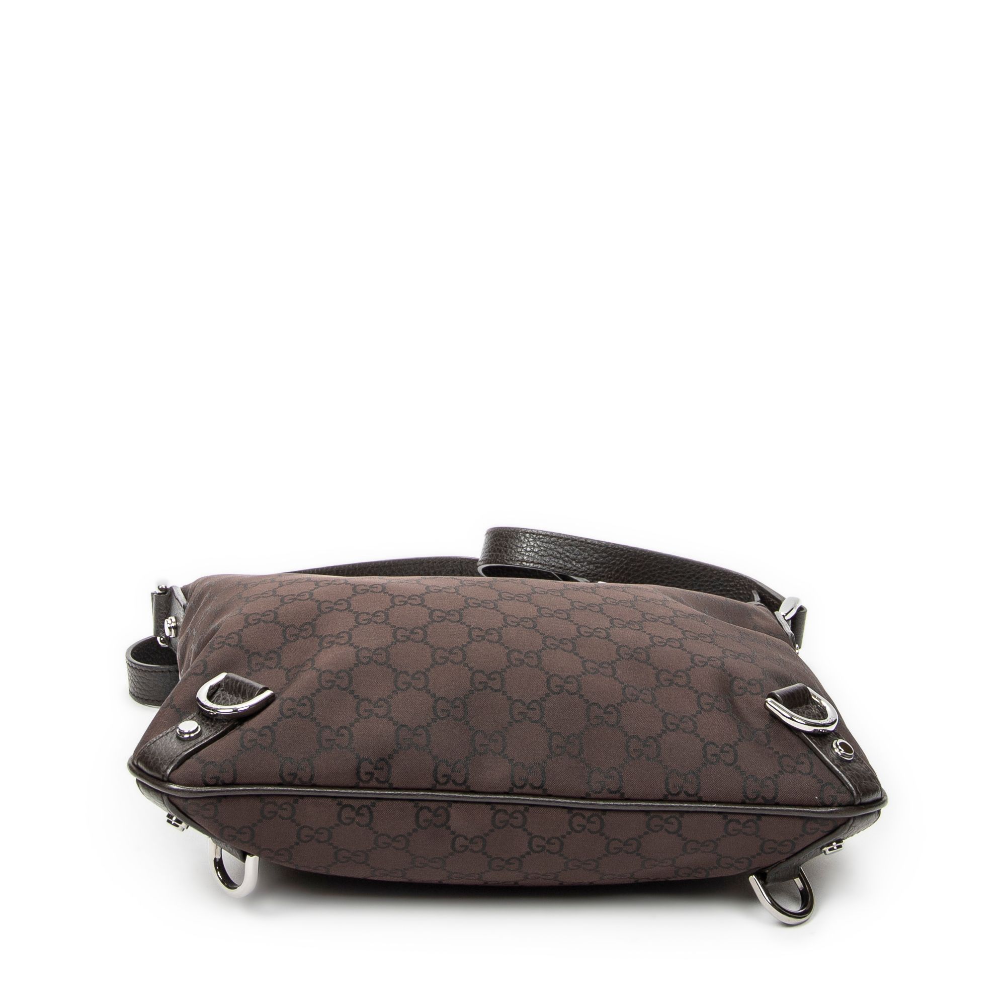 Abbey D-Ring Crossbody Dark Brown Monogrammed Nylon Canvas Silver — view 6