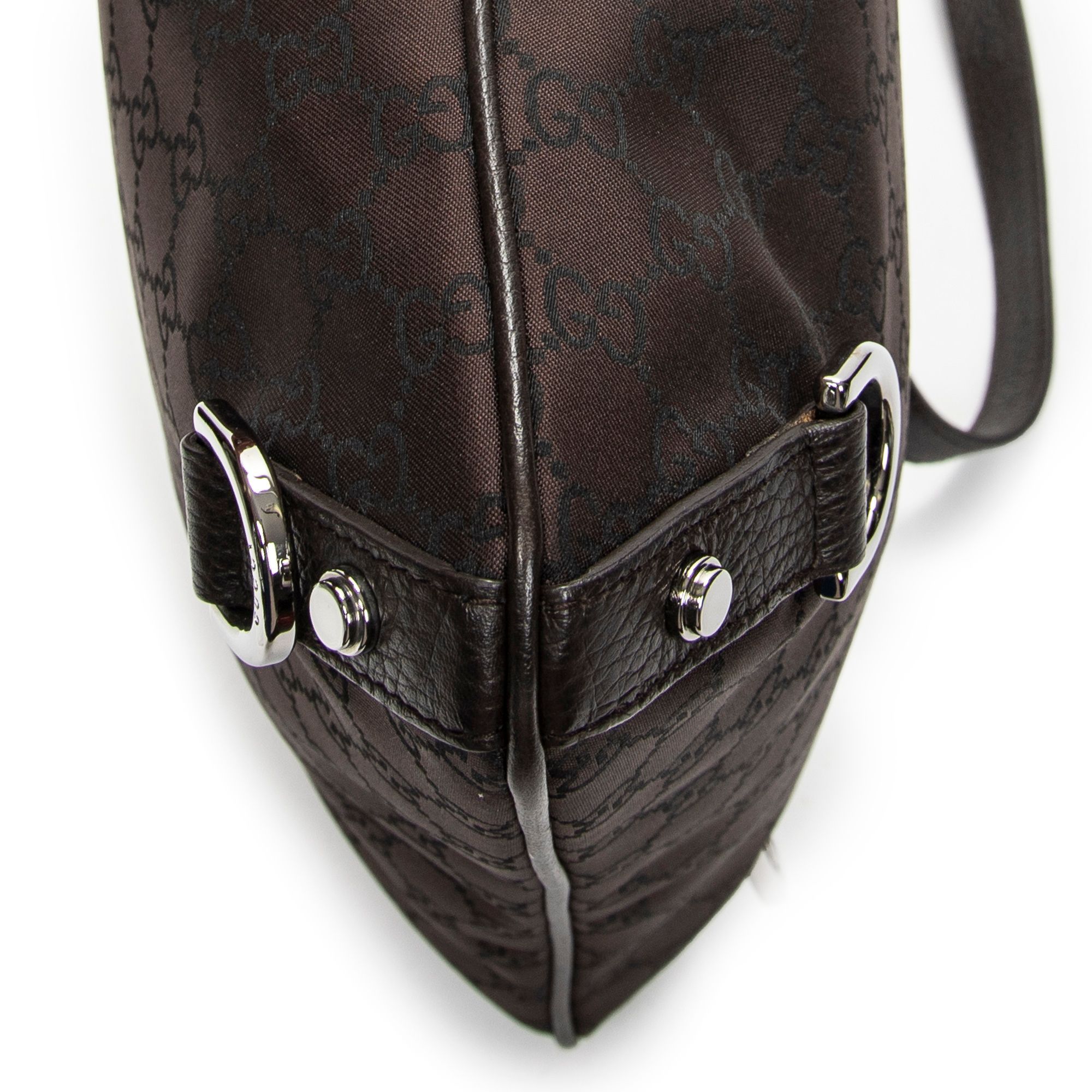 Abbey D-Ring Crossbody Dark Brown Monogrammed Nylon Canvas Silver — view 8