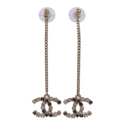 Goldtone Multicolor Crystal CC Drop Earrings