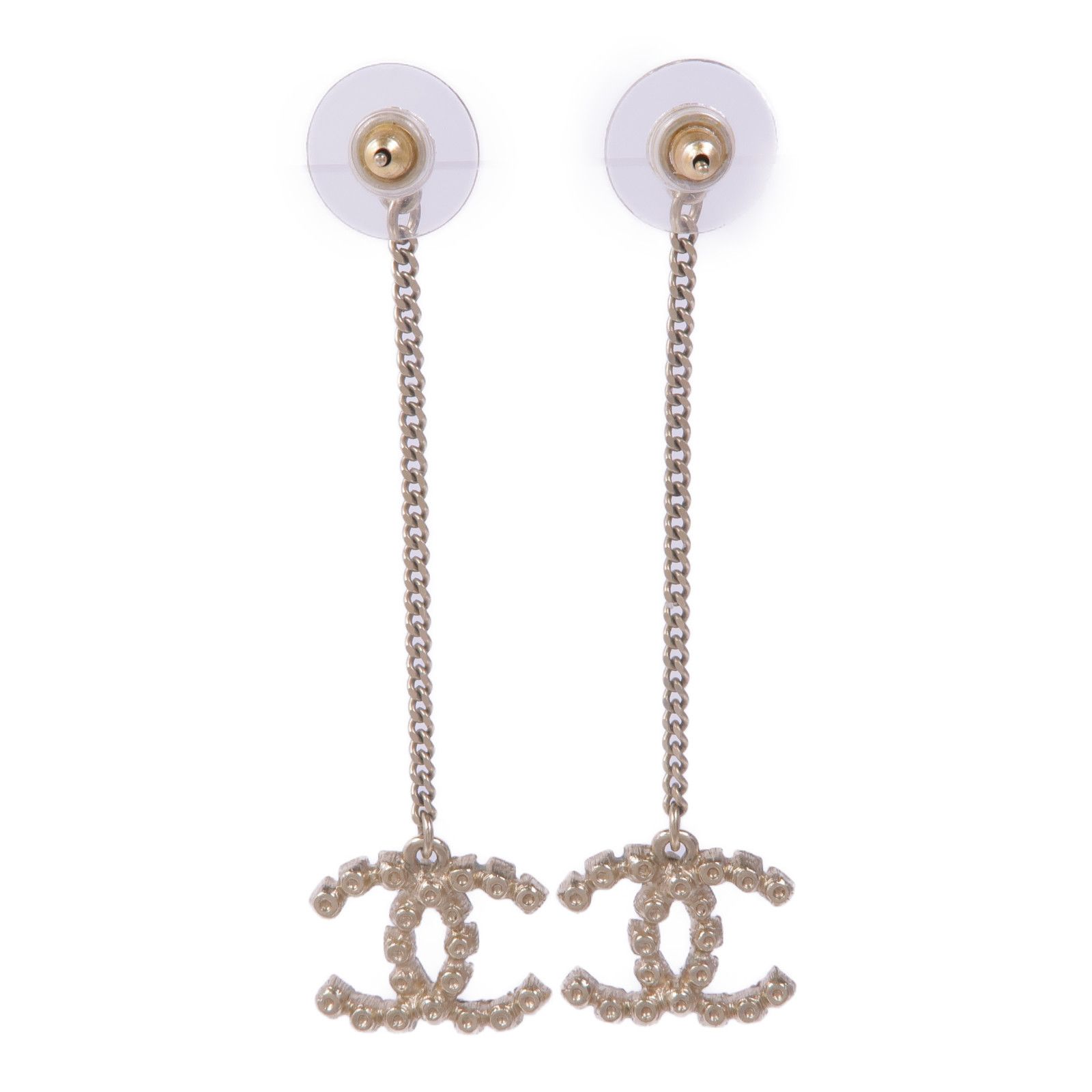 Goldtone Multicolor Crystal CC Drop Earrings — view 3