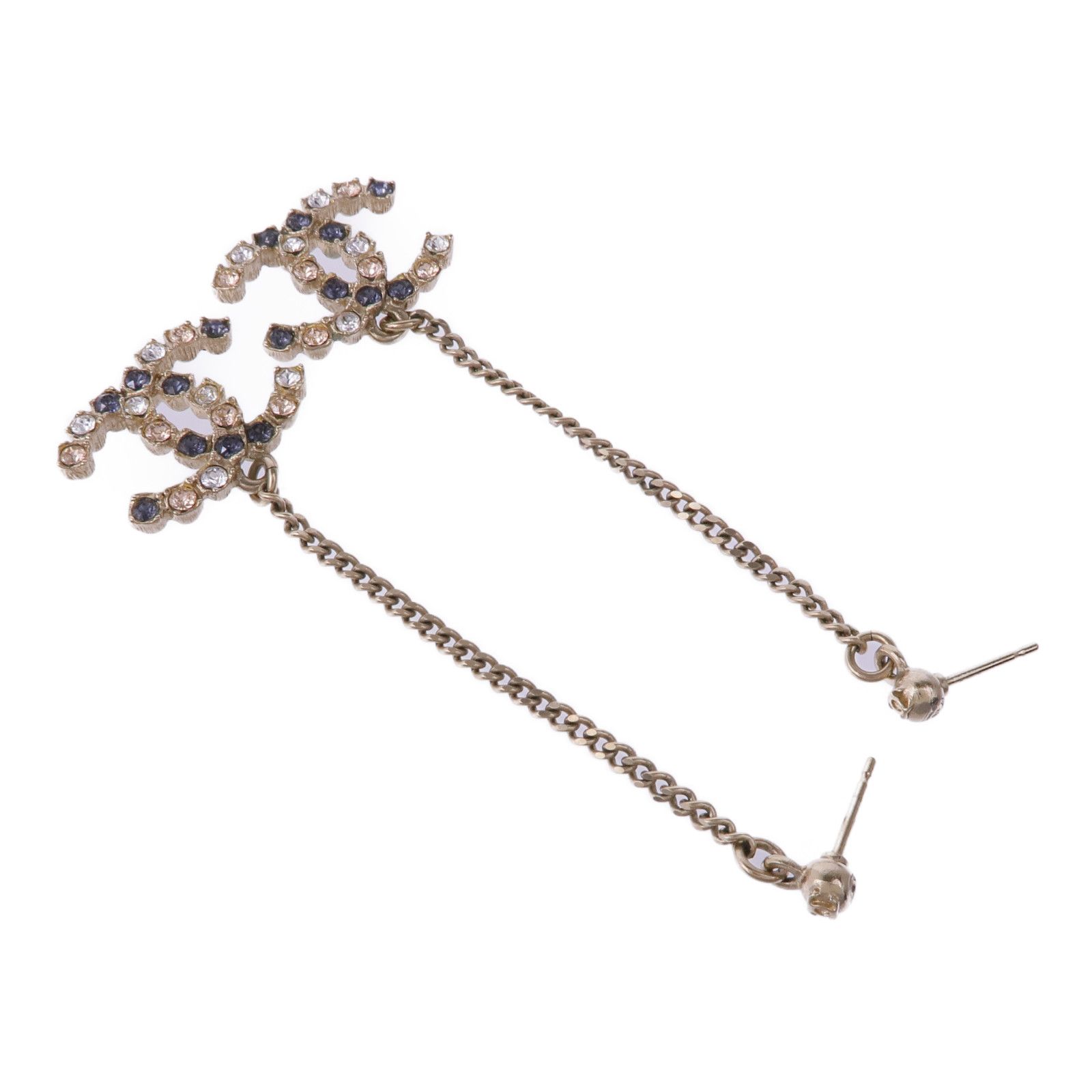 Goldtone Multicolor Crystal CC Drop Earrings — view 4