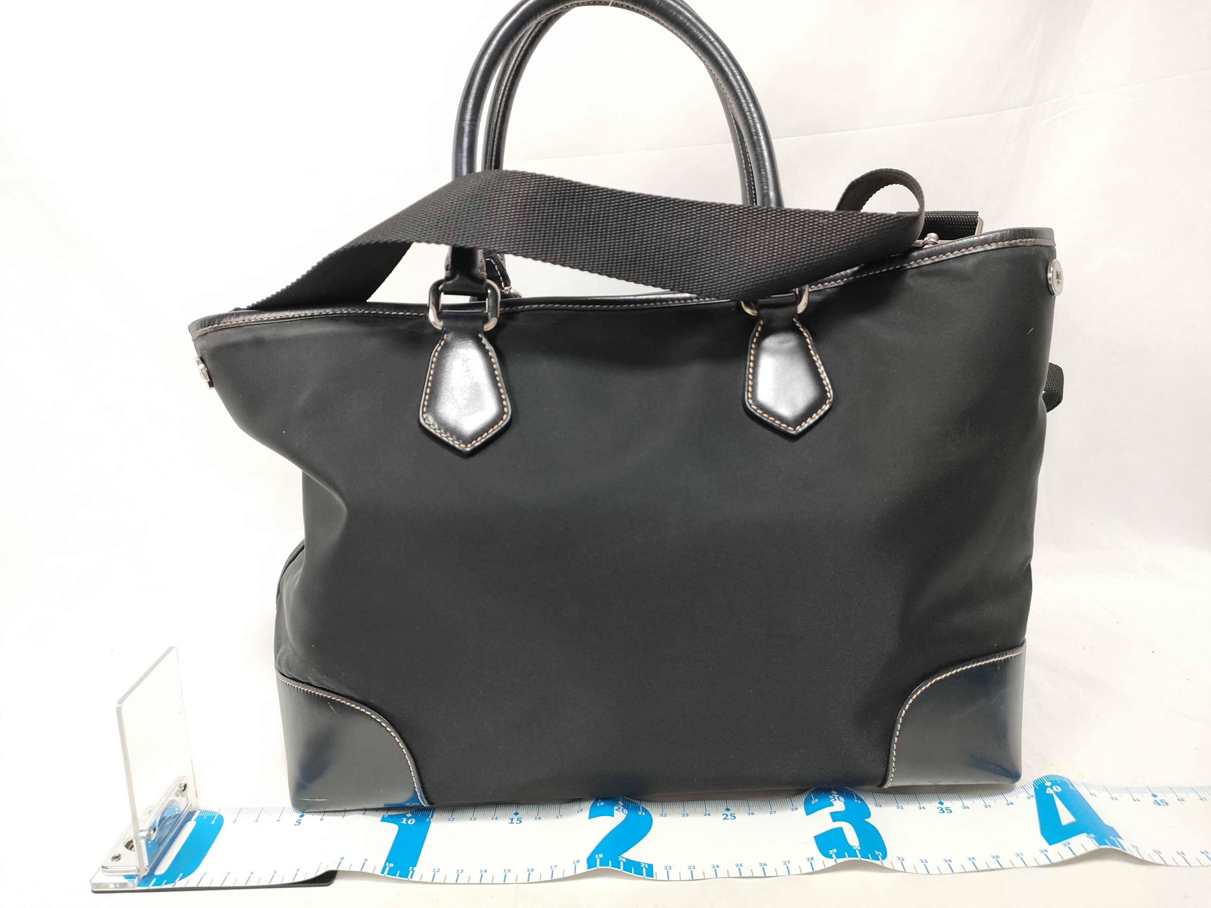Tessuto Nylon x Leather Tote Bag, Black Tote Bag — view 2