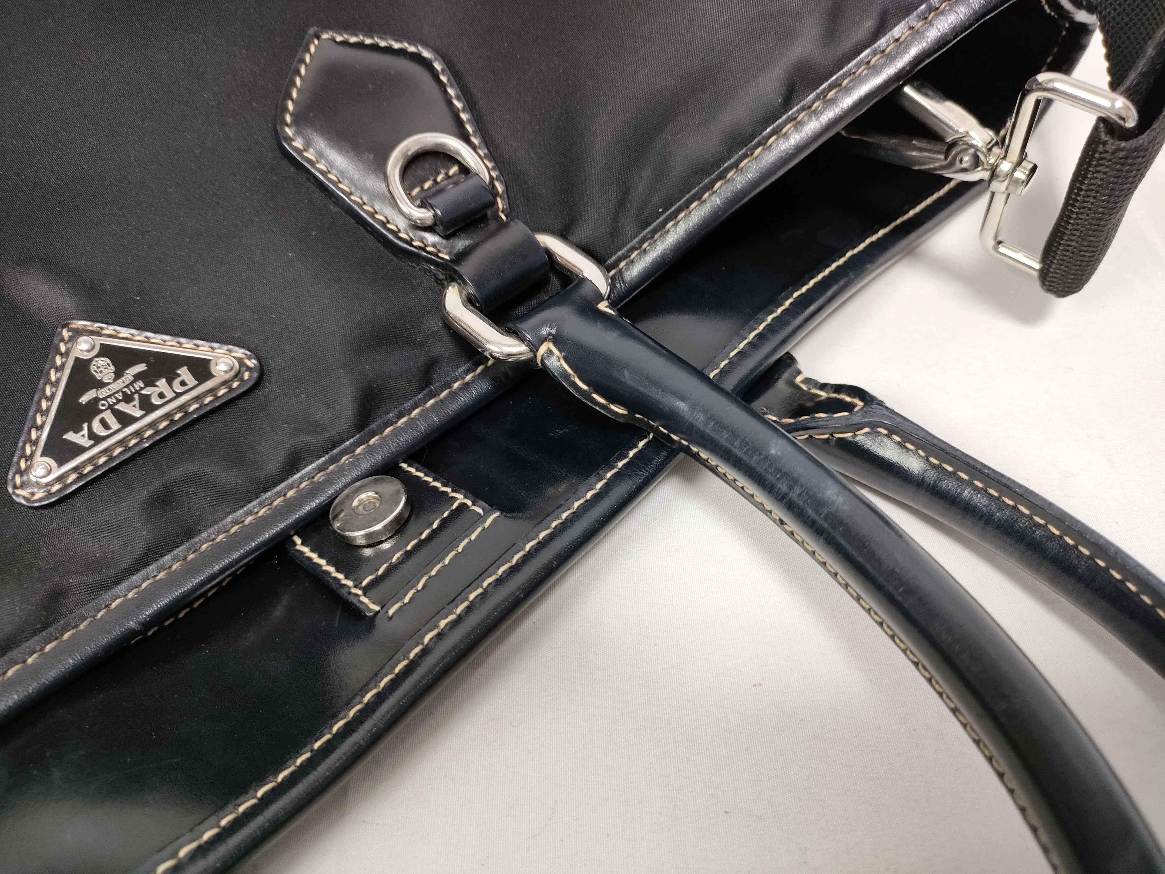 Tessuto Nylon x Leather Tote Bag, Black Tote Bag — view 11