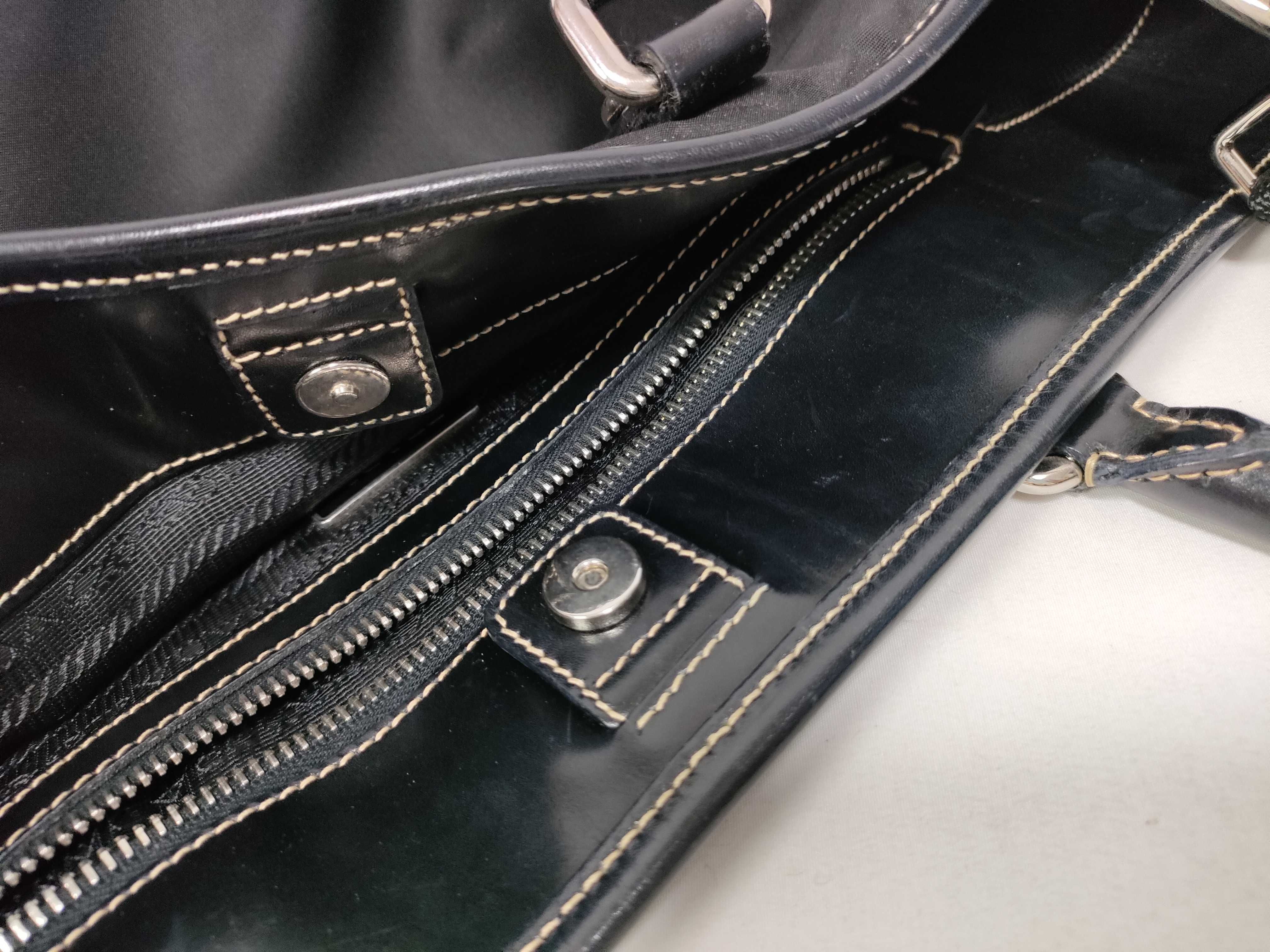 Tessuto Nylon x Leather Tote Bag, Black Tote Bag — view 12