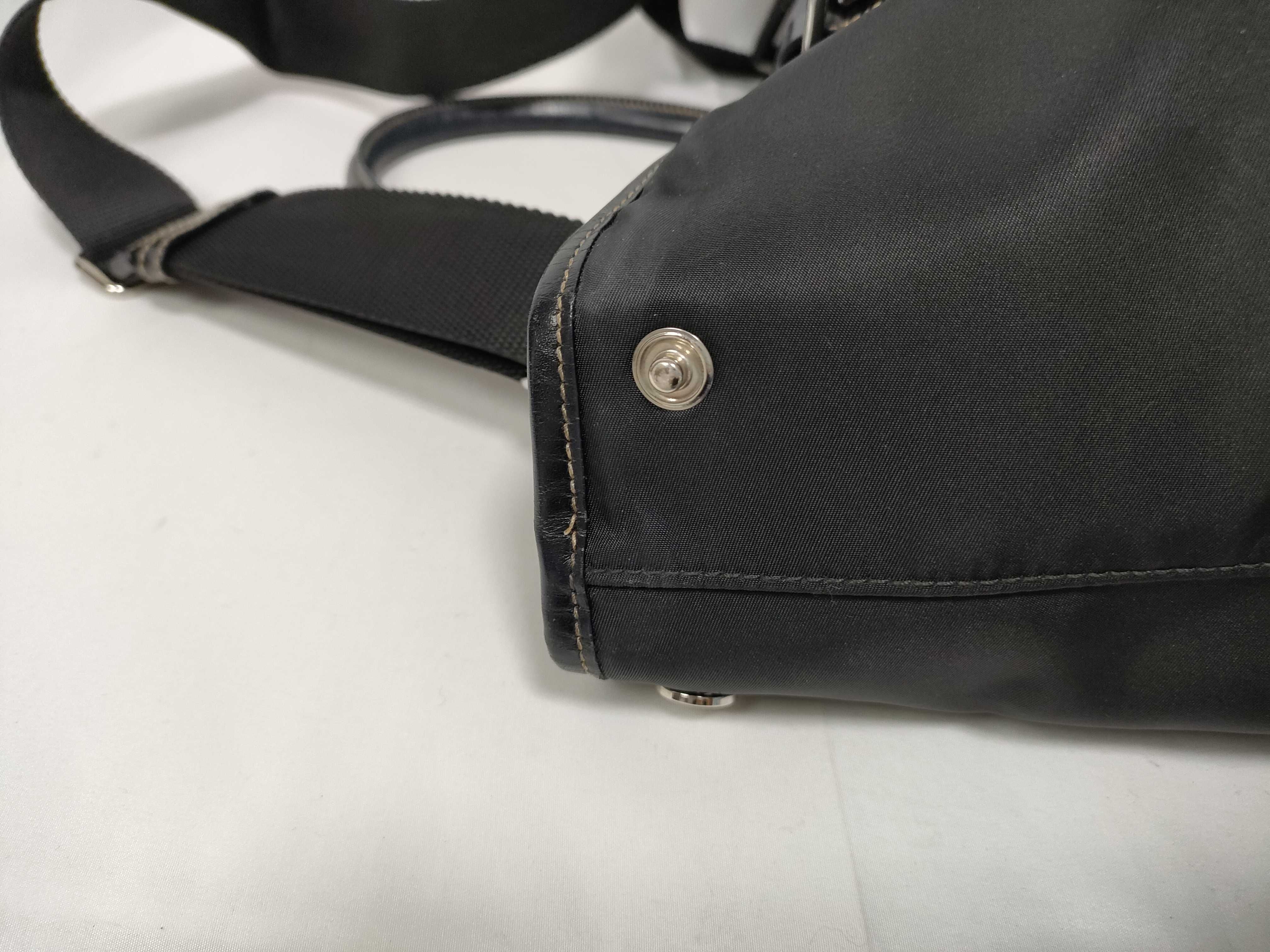 Tessuto Nylon x Leather Tote Bag, Black Tote Bag — view 7