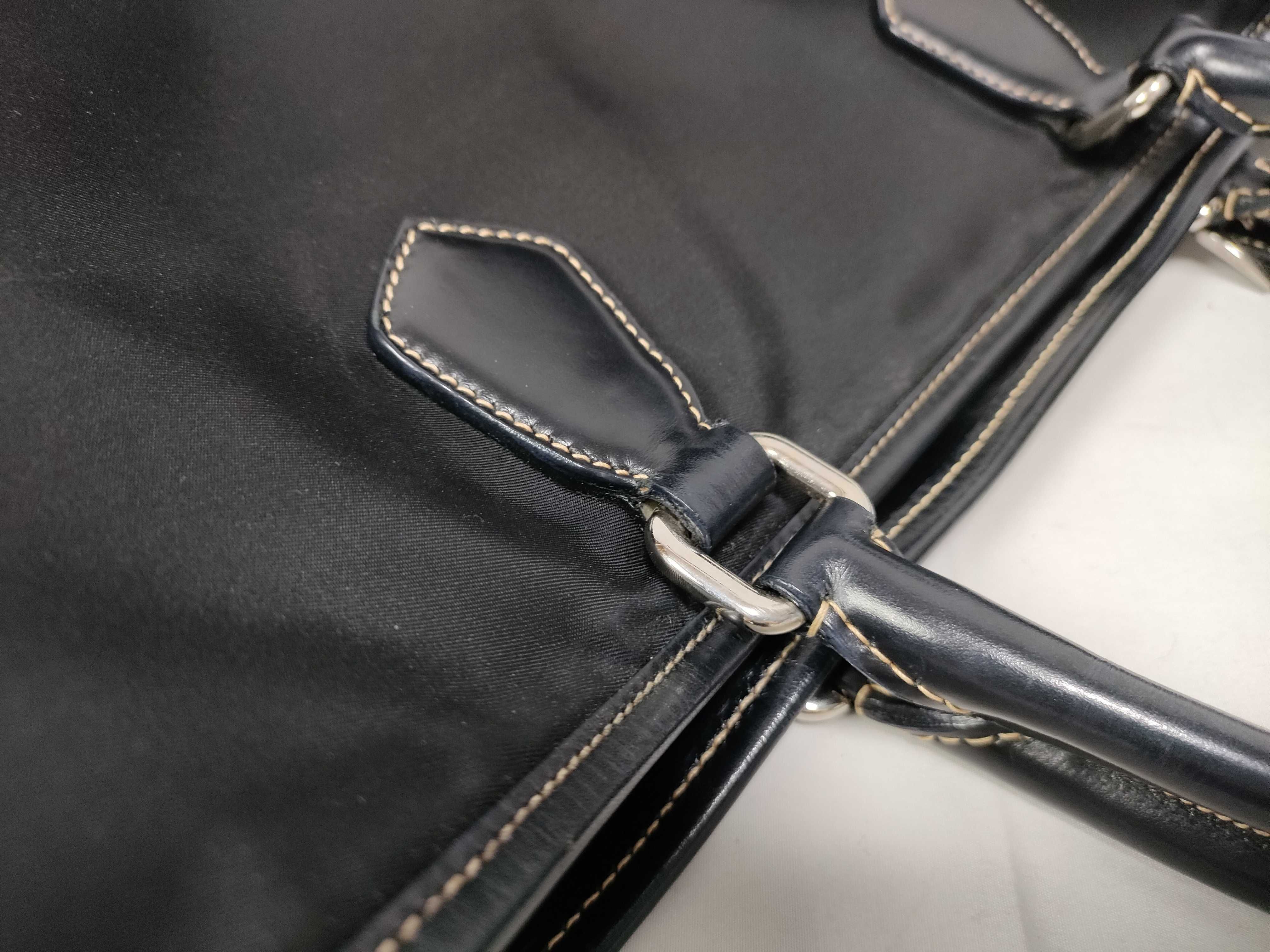 Tessuto Nylon x Leather Tote Bag, Black Tote Bag — view 10