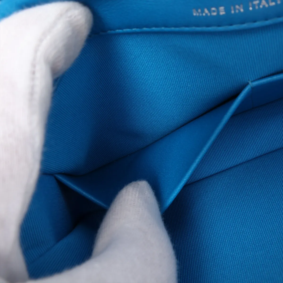 Matelassé Patent Leather Chain Shoulder Bag, Blue, Silver Hardware, CH8L2527, Random Serial Number — view 7