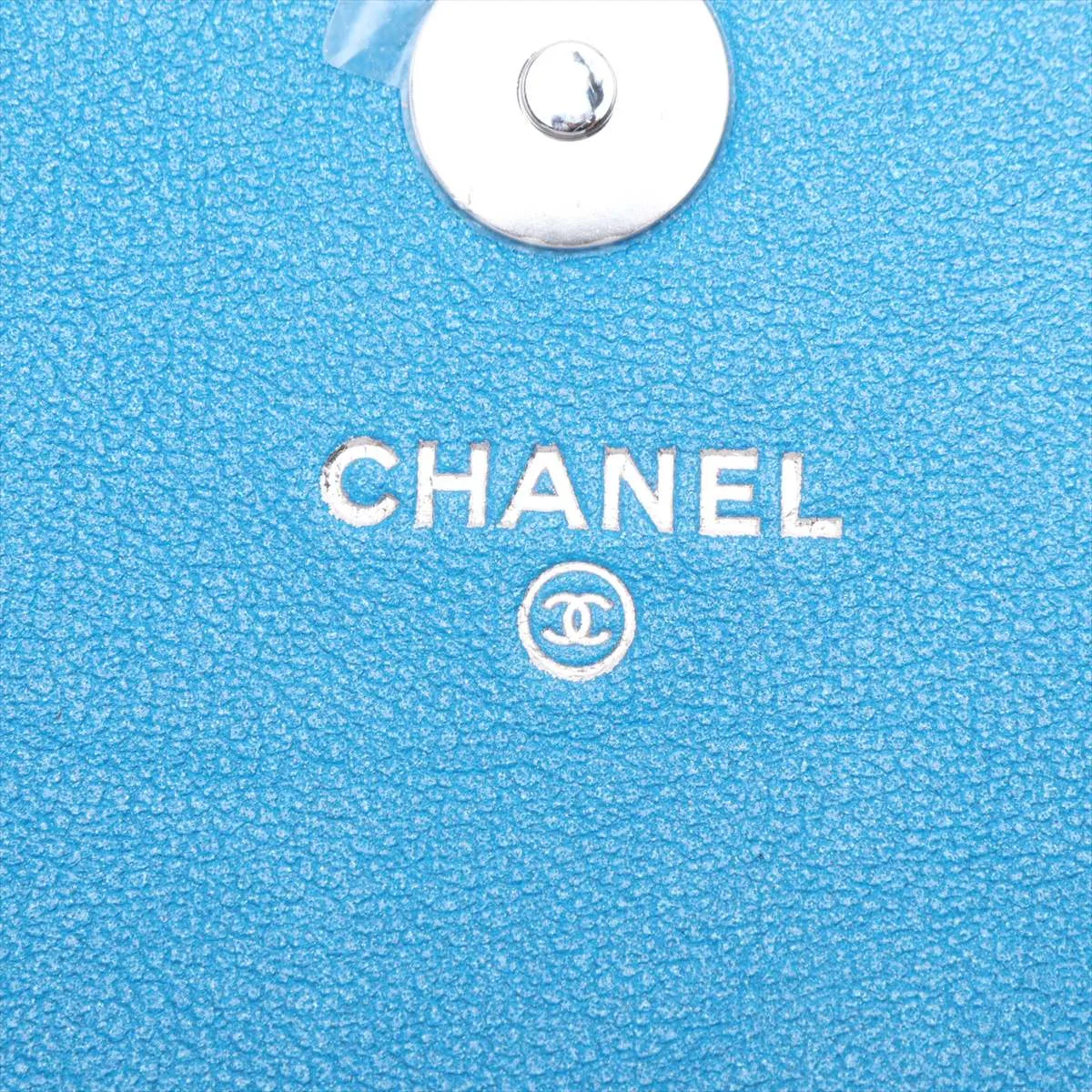 Matelassé Patent Leather Chain Shoulder Bag, Blue, Silver Hardware, CH8L2527, Random Serial Number — view 9
