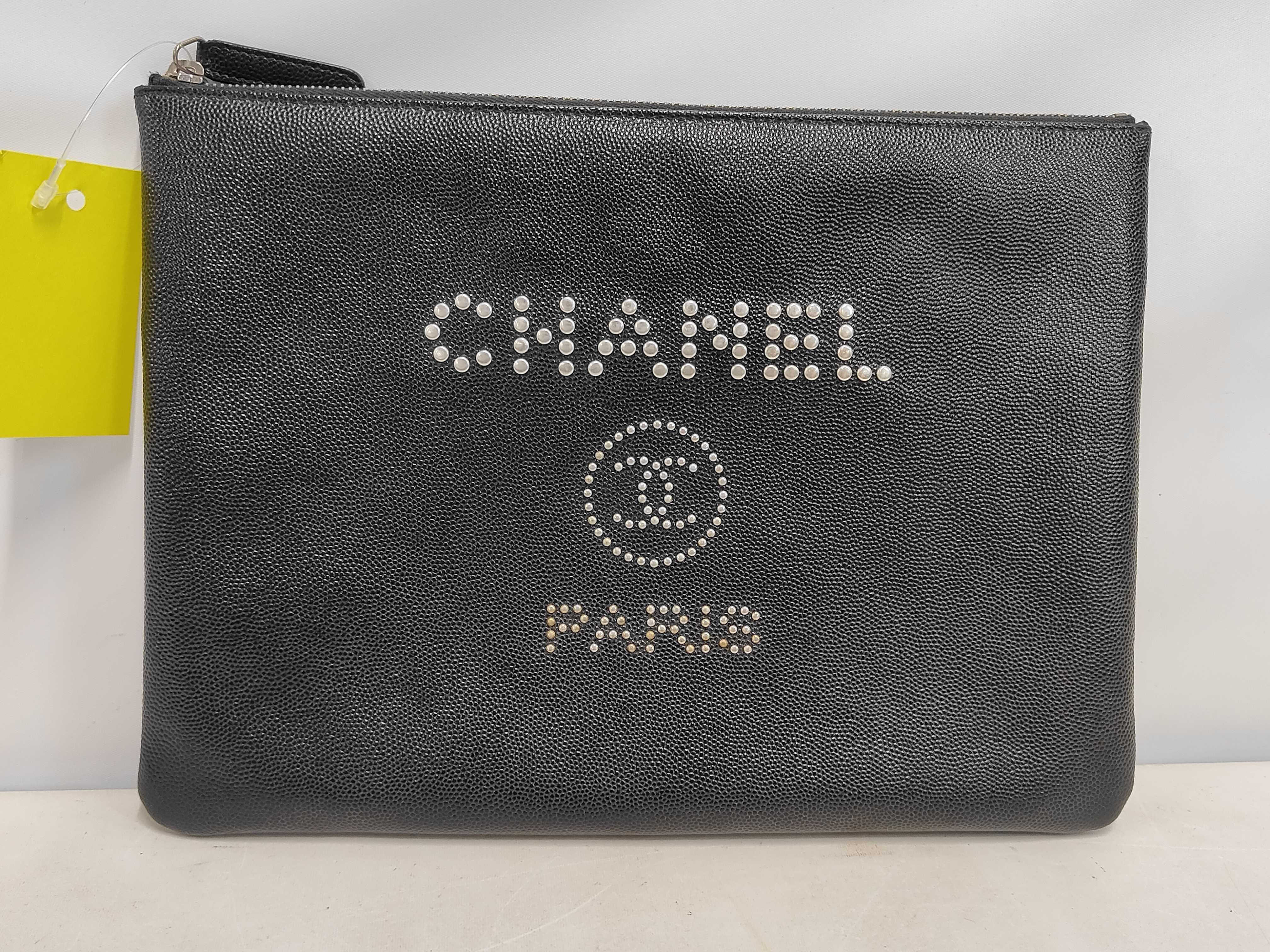 Caviar Skin Deauville Metal Studded Clutch Bag
