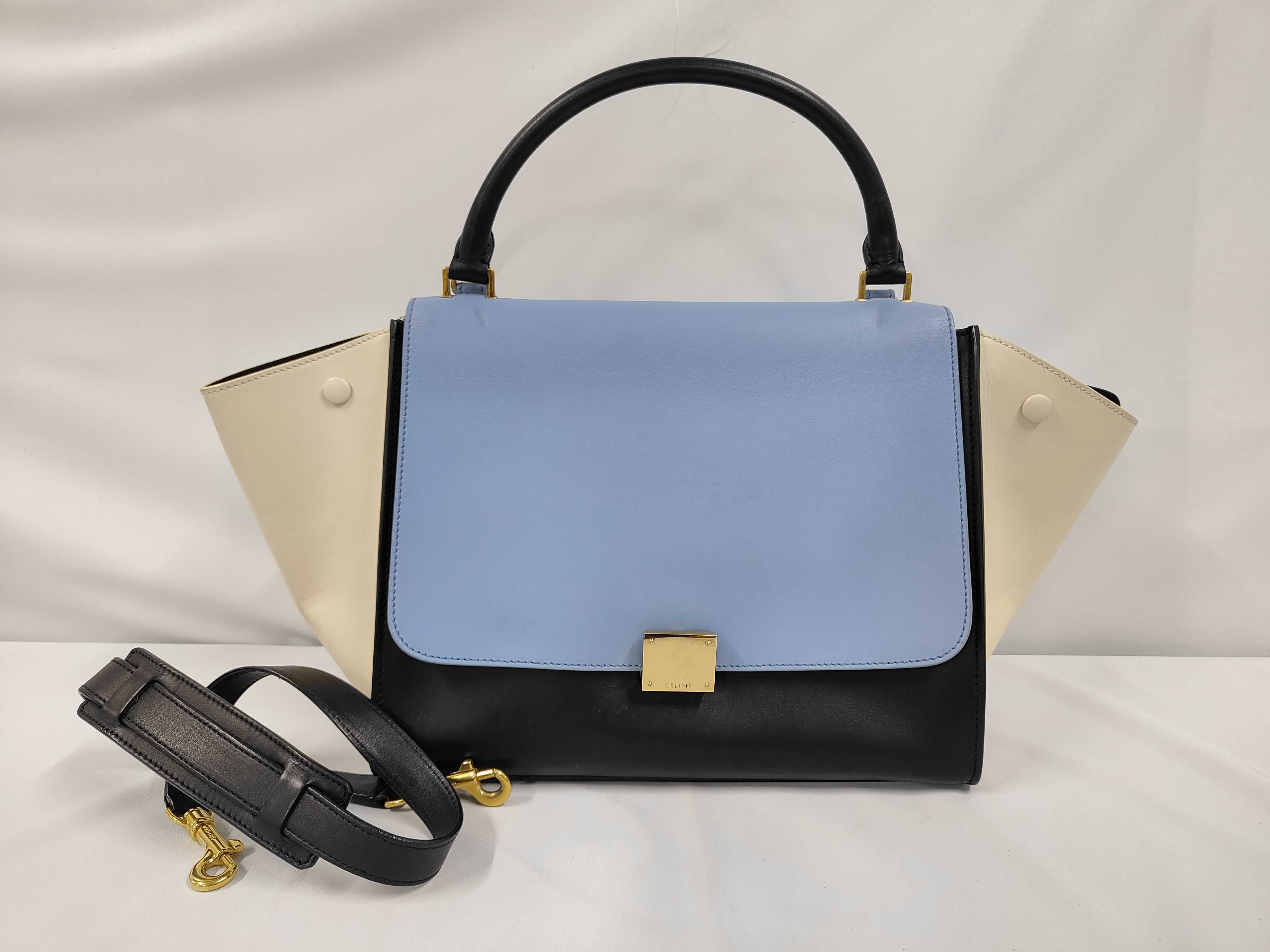 Trapeze 2-Way Handbag. Accessories: Shoulder strap.