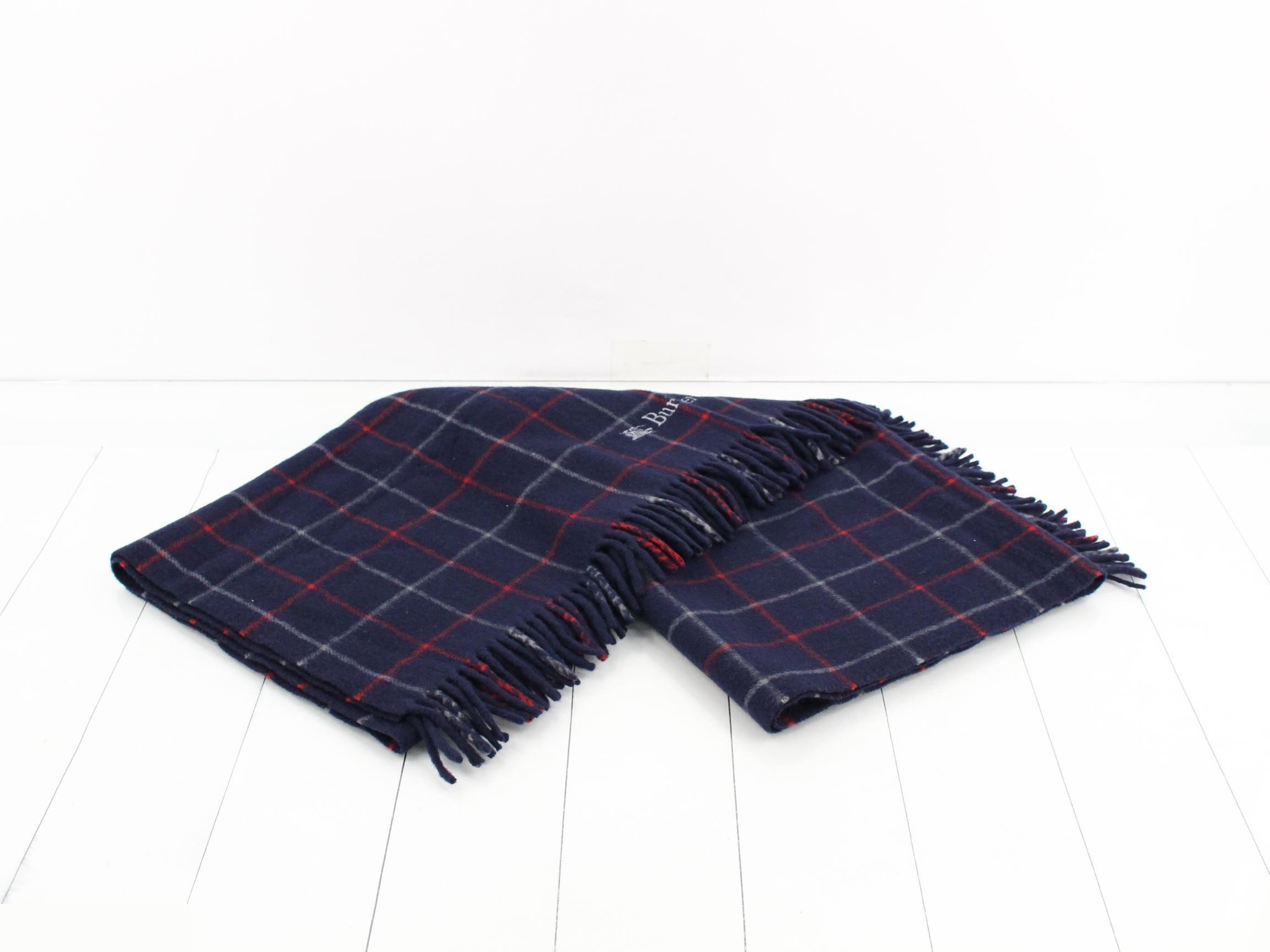 Nova Check lap blanket/shawl, navy, with tags. — view 2
