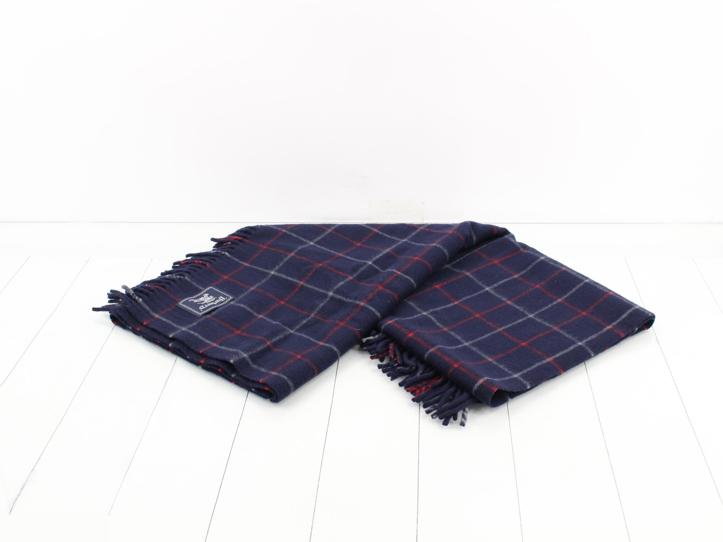 Nova Check lap blanket/shawl, navy, with tags. — view 3